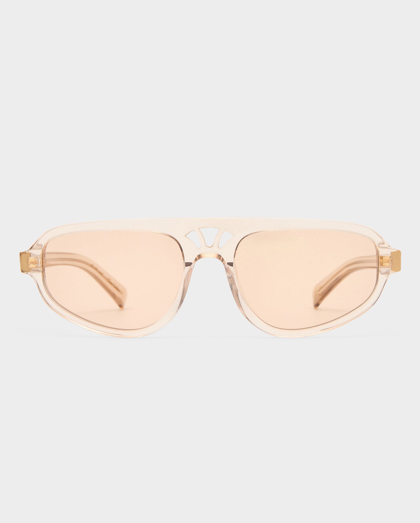 The Dakota Gloss Beige Female Aviator Sunglasses | Luv Lou