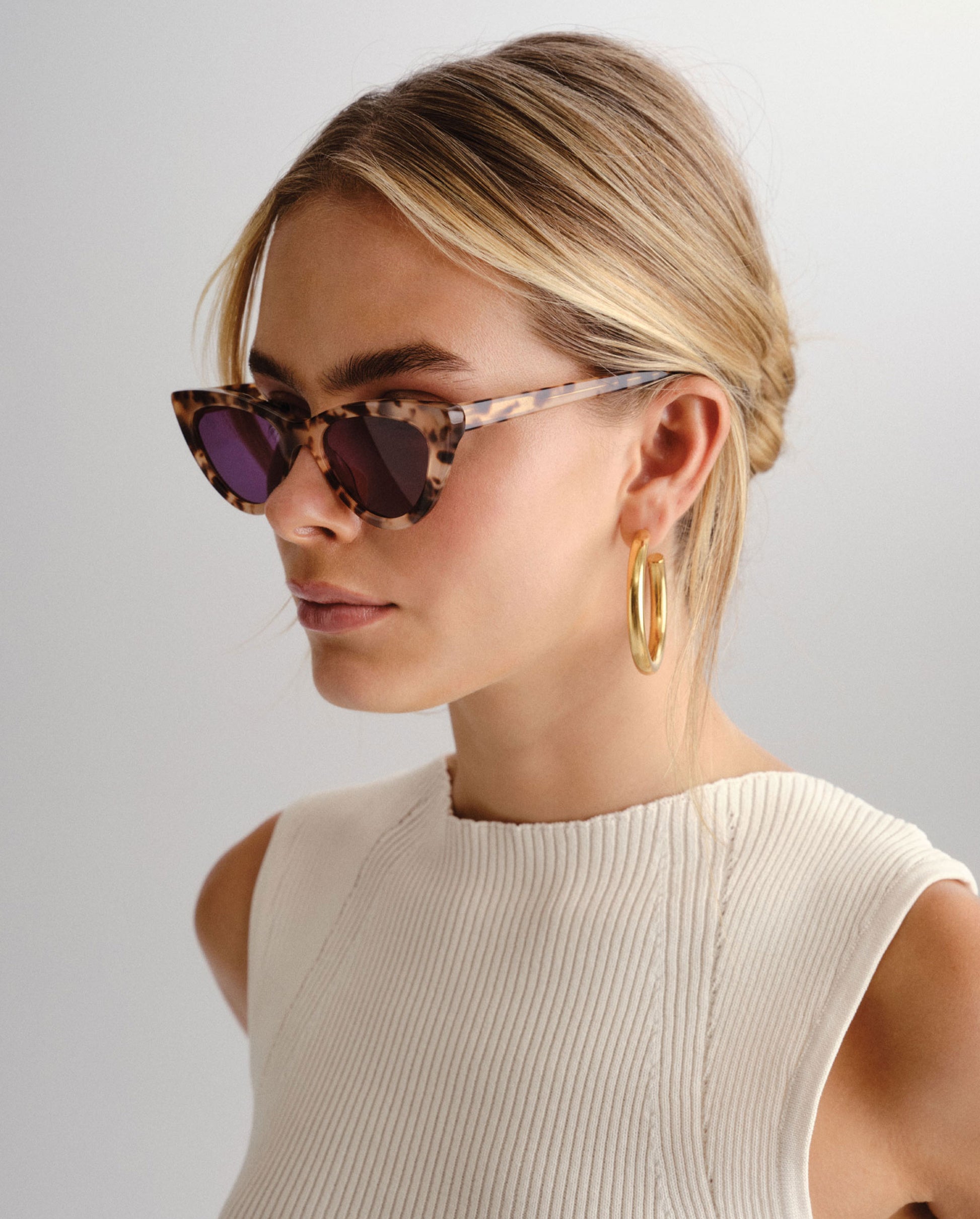 The Leui Cream Tort Female Cat-Eye Sunglasses | Luv Lou