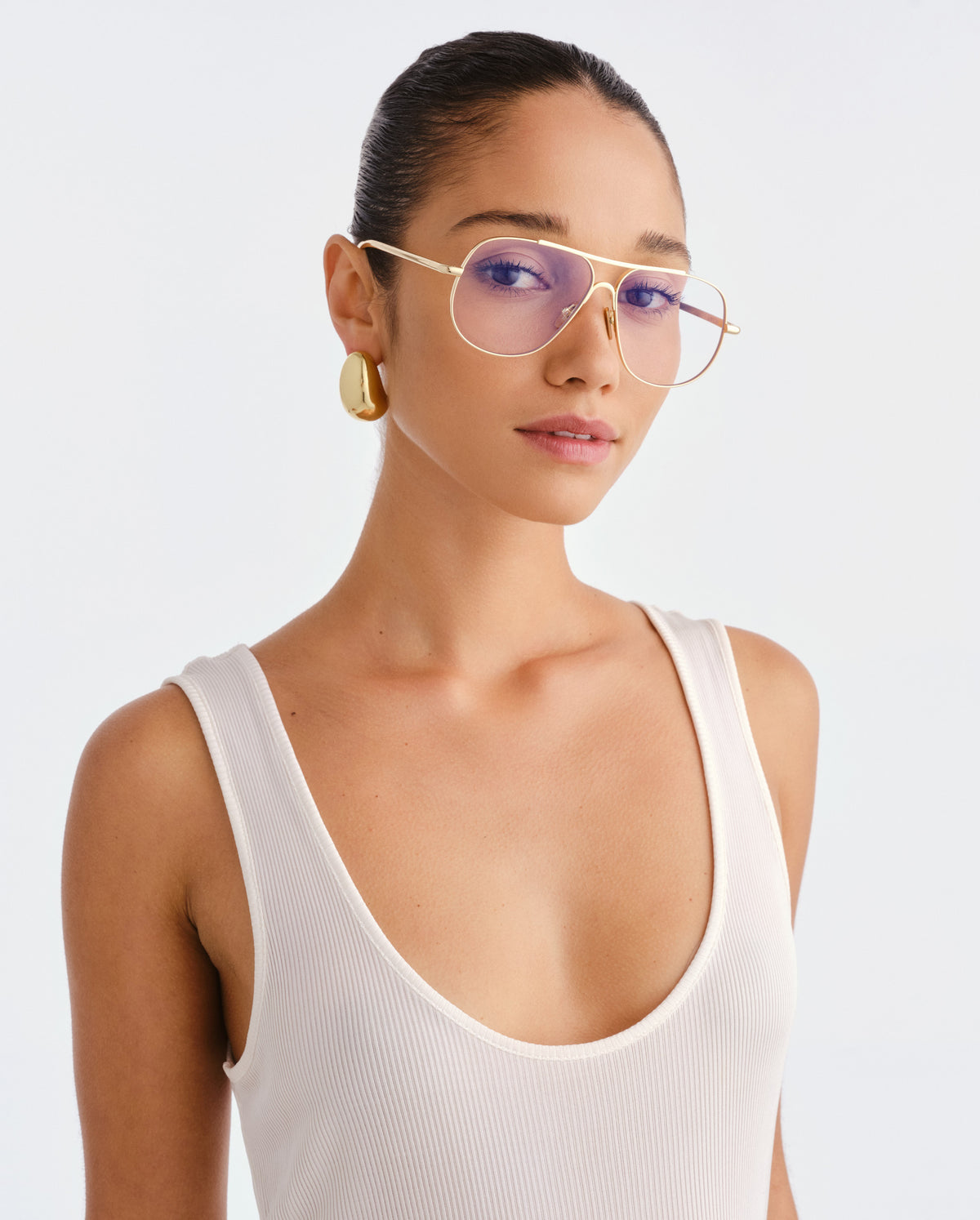 The Carter Gold Female Aviator Blue Light | Luv Lou