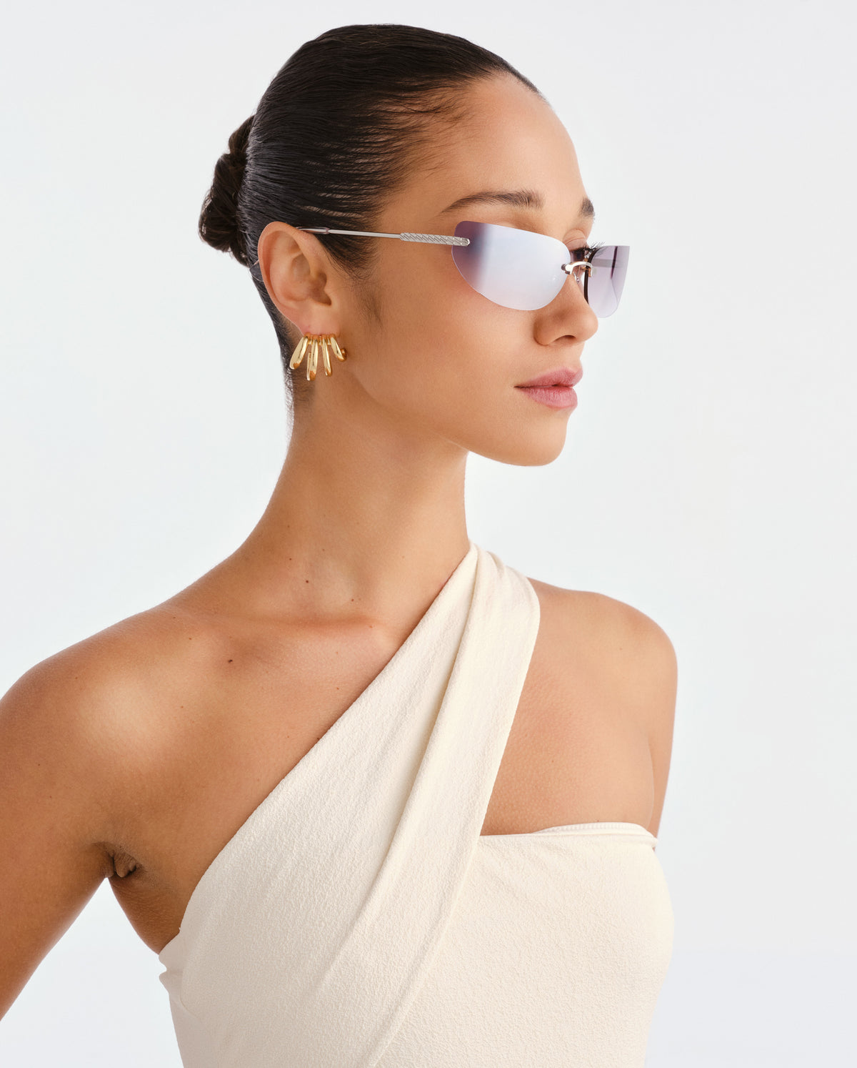 The River Silver Female Rectangle Sunglasses | Luv Lou