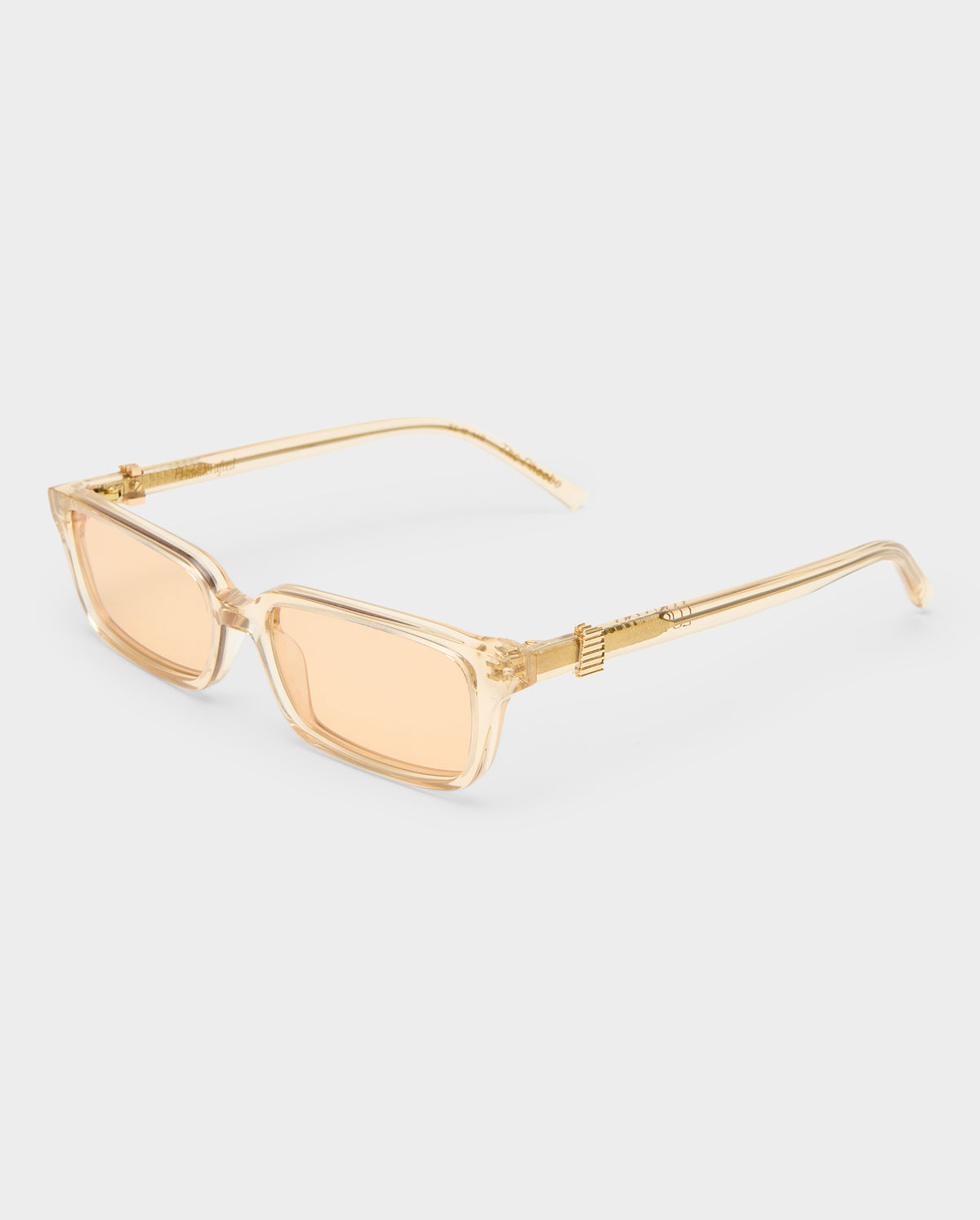 The Phoebe Luxe Peach Nude Female Rectangle Sunglasses | Luv Lou