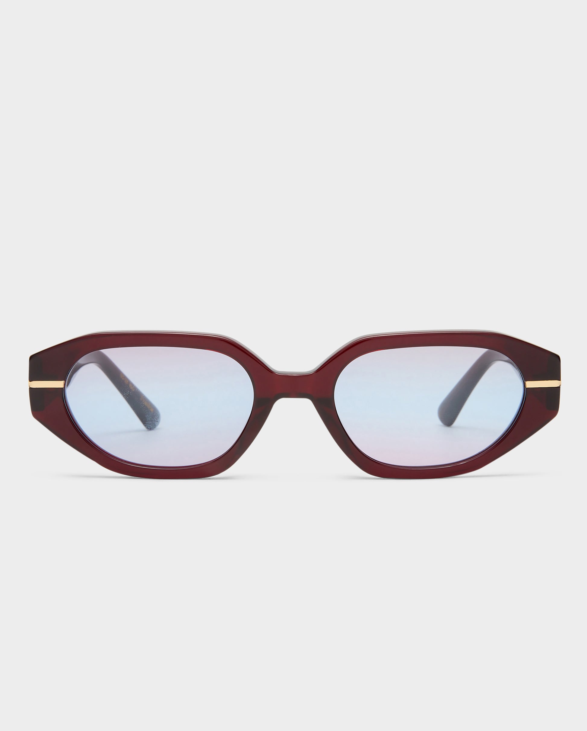 The Frankie Burgundy Female Rectangle Sunglasses | Luv Lou