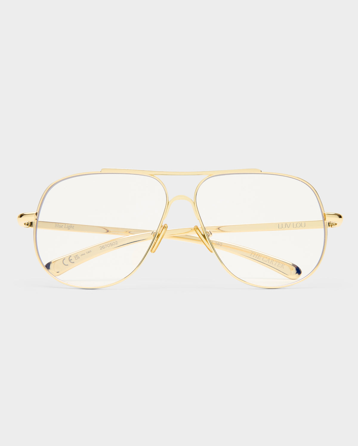 The Carter Gold Female Aviator Blue Light | Luv Lou