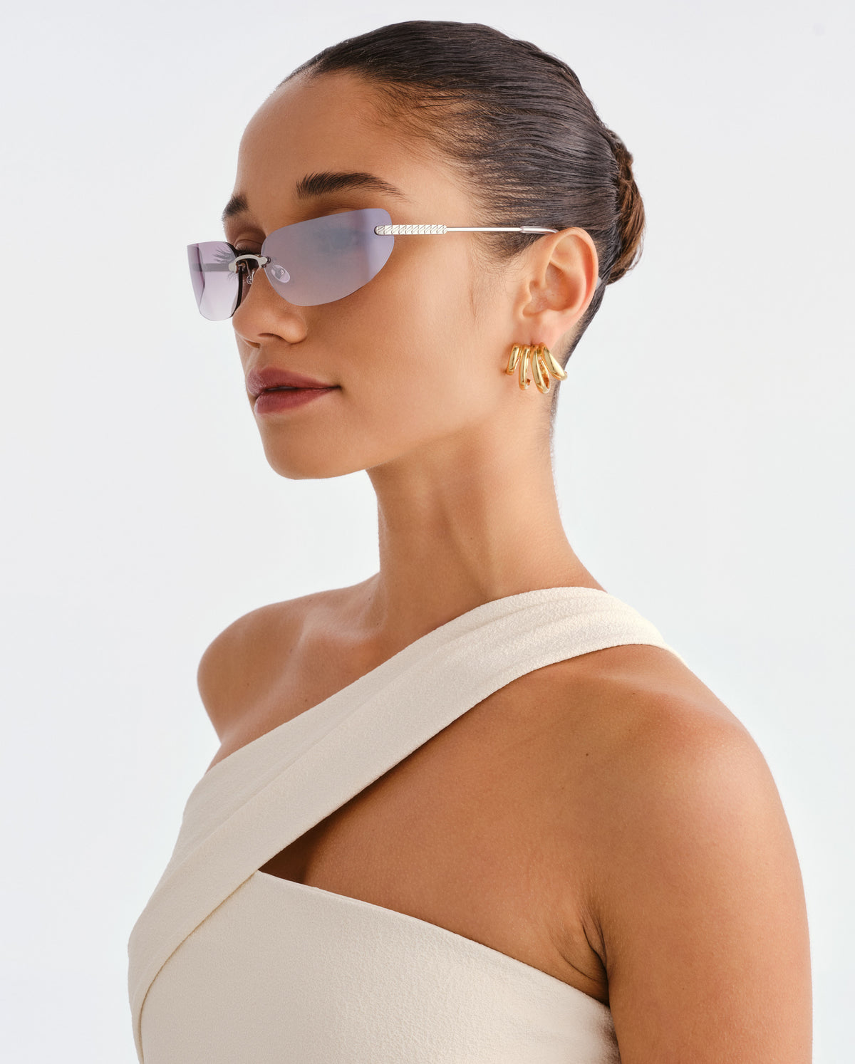 The River Silver Female Rectangle Sunglasses | Luv Lou