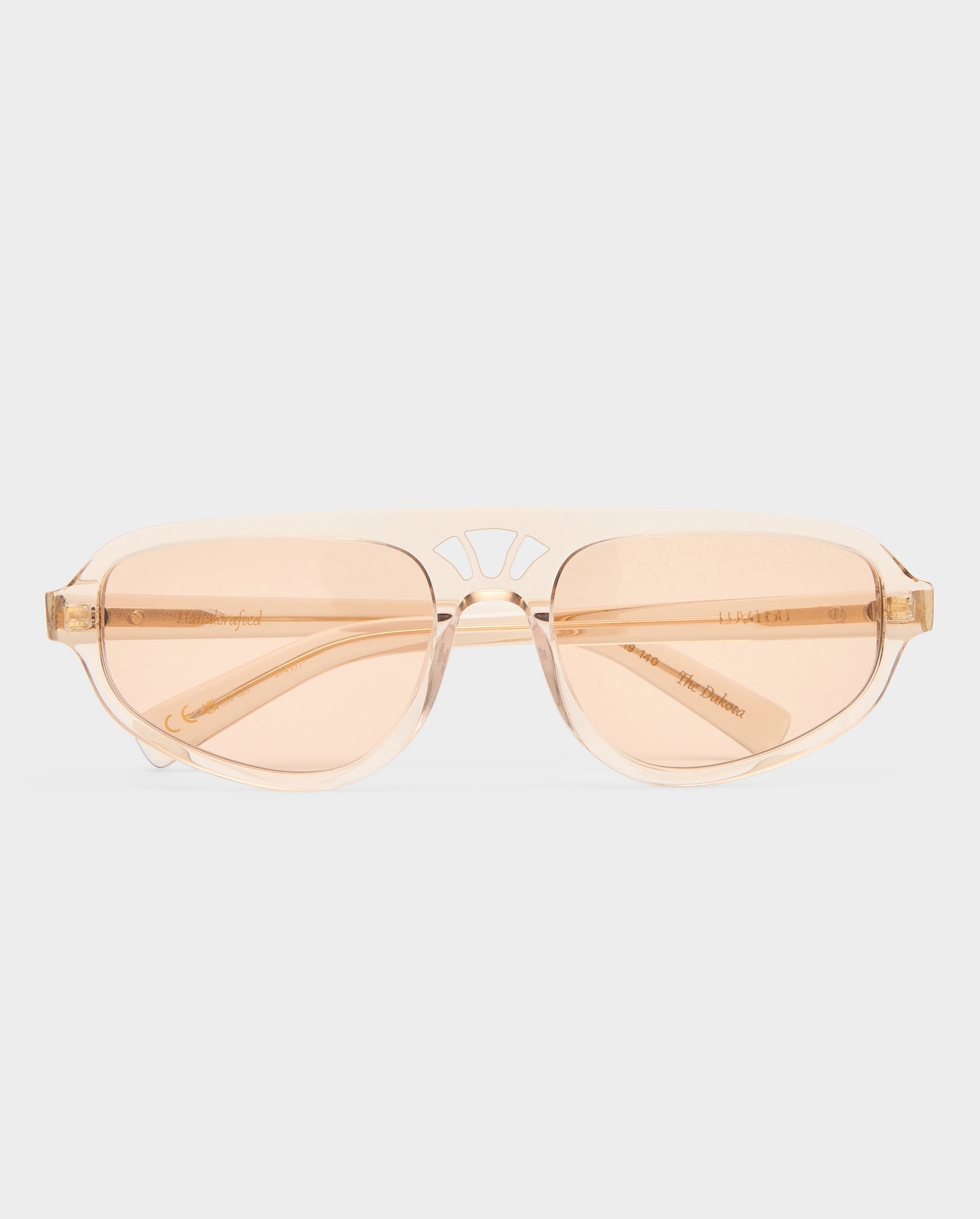 The Dakota Gloss Beige Female Aviator Sunglasses | Luv Lou