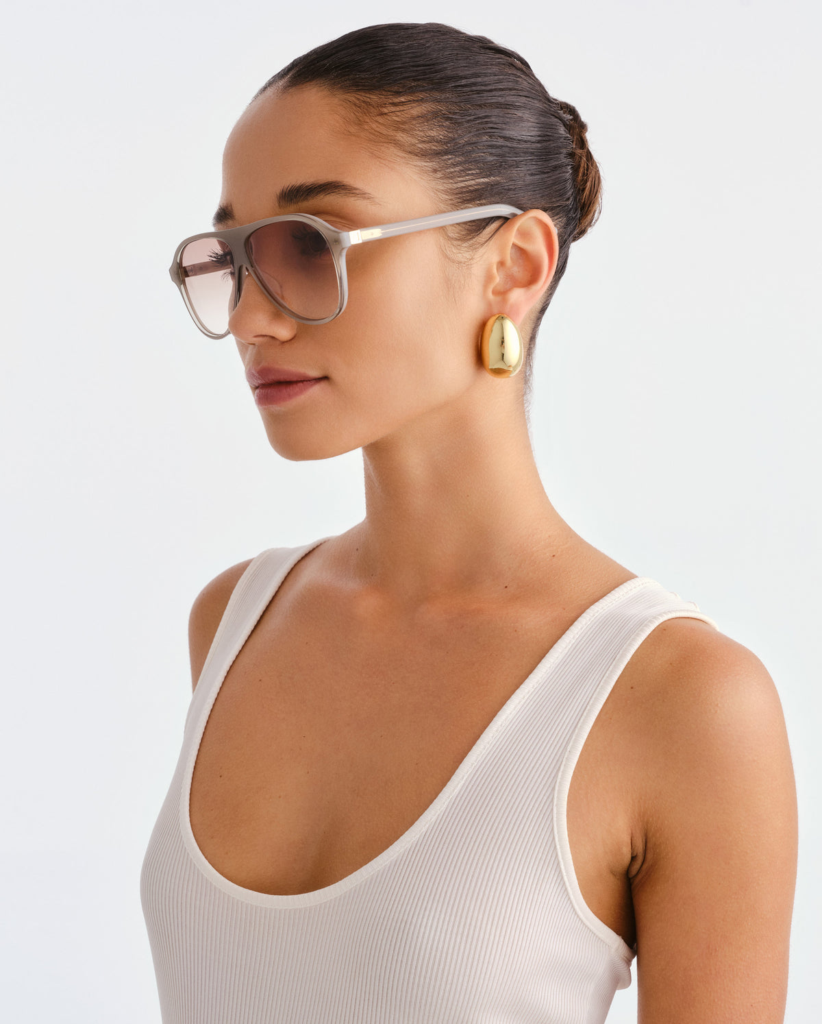 The Eve Milky Eucalyptus Female Aviator Sunglasses | Luv Lou