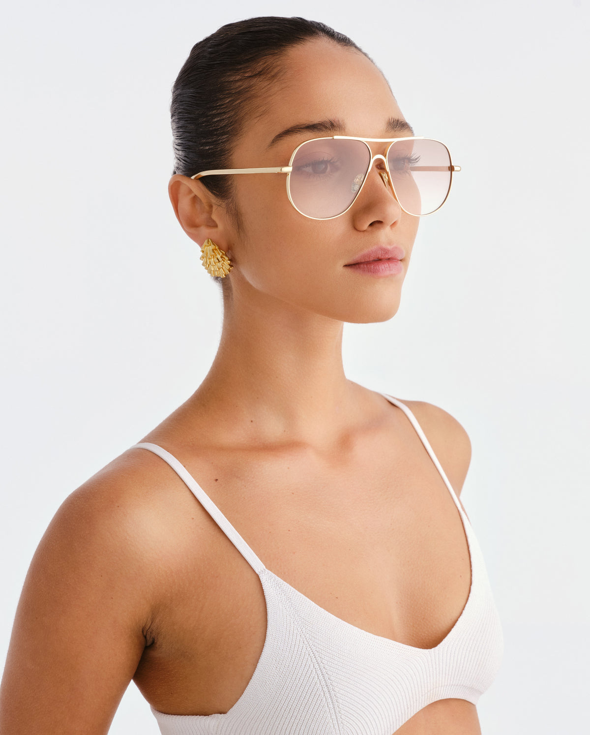 The Carter Light Gold Female Aviator Sunglasses | Luv Lou
