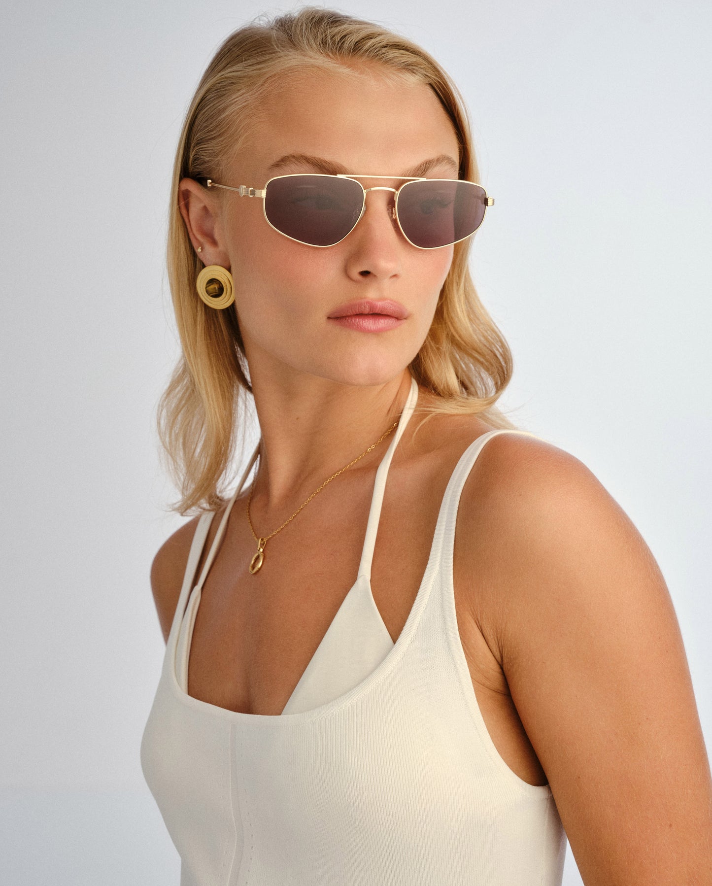 The Harvey Gold Female Aviator Sunglasses | Luv Lou