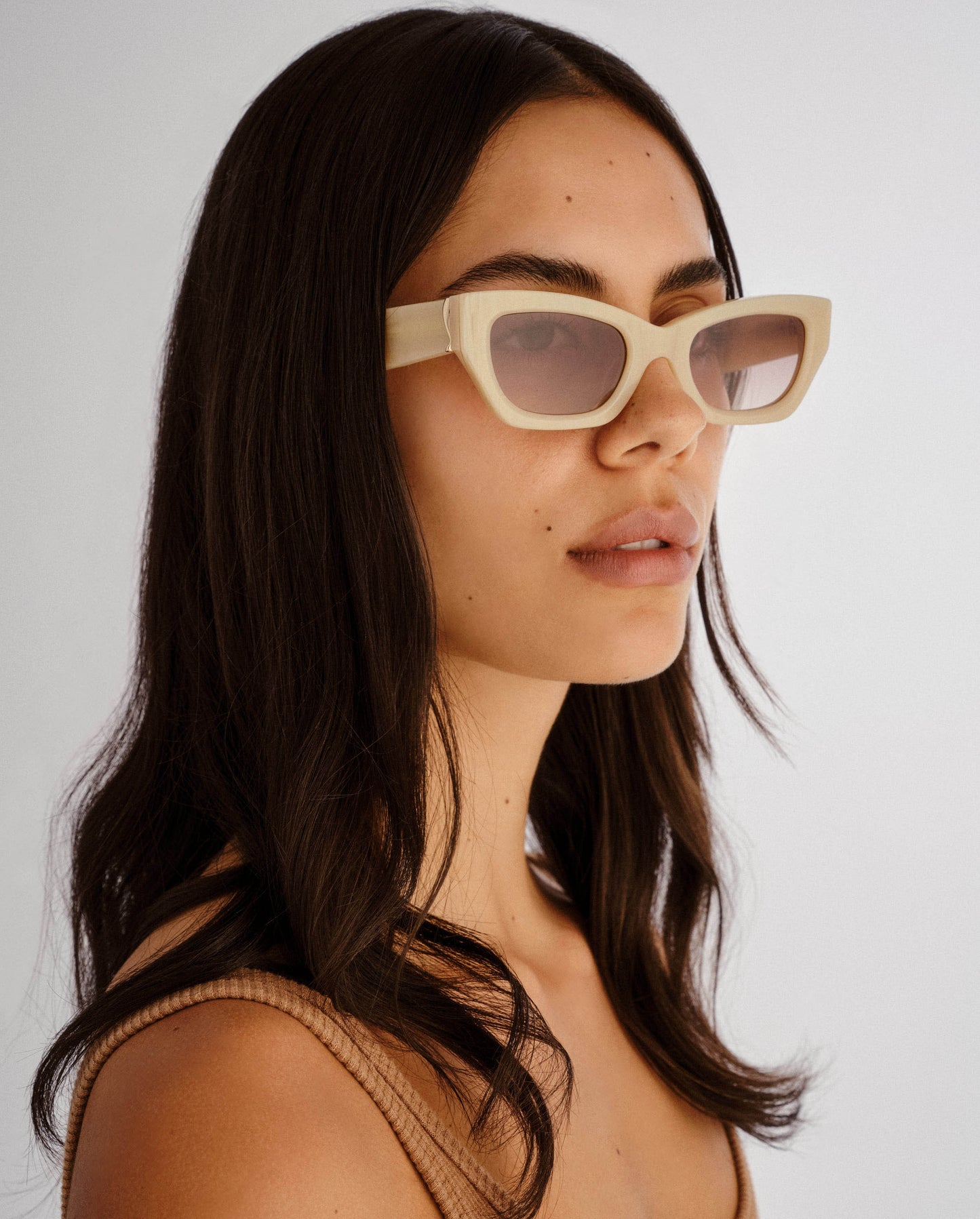 The Sutton Nude Haze Female Cat-Eye Sunglasses | Luv Lou