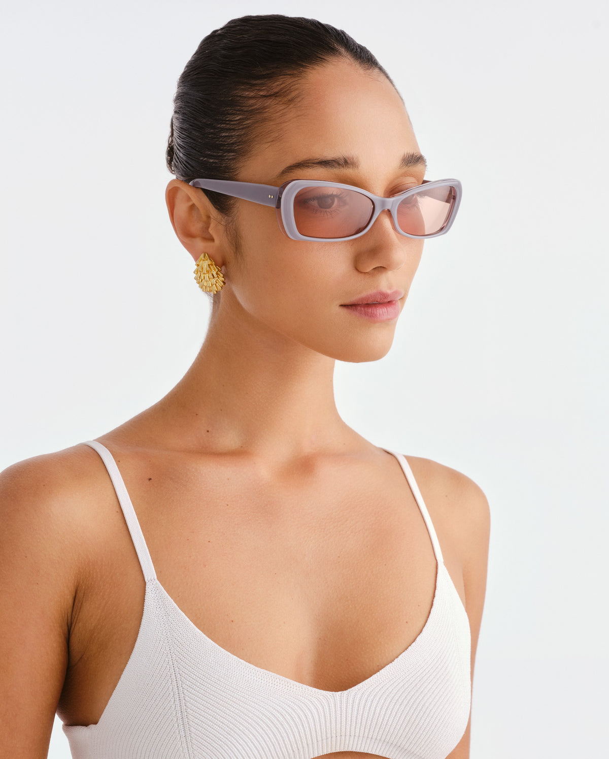 The Suki Dove Grey Female Rectangle Sunglasses | Luv Lou