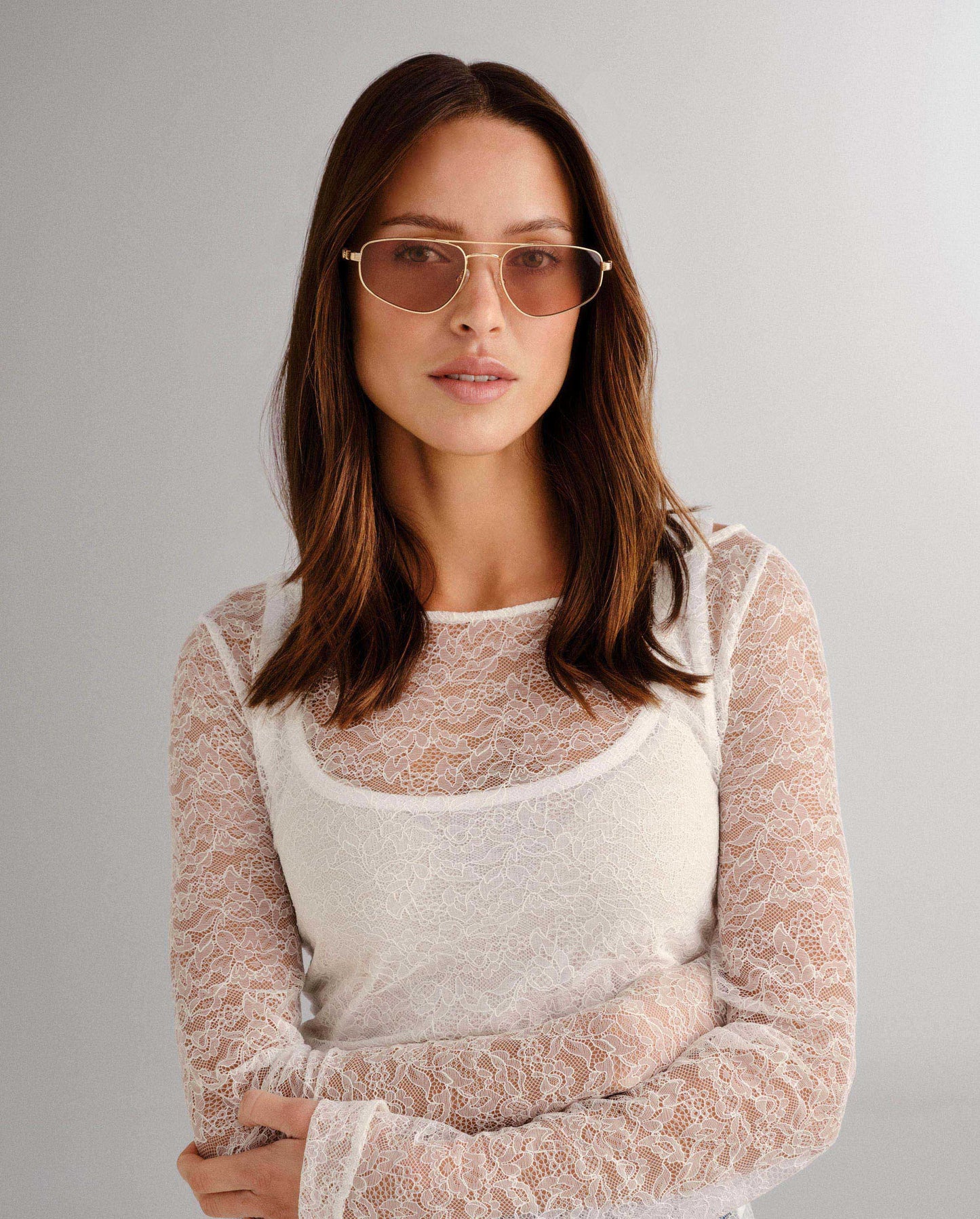 The Harvey Gold Female Aviator Sunglasses | Luv Lou