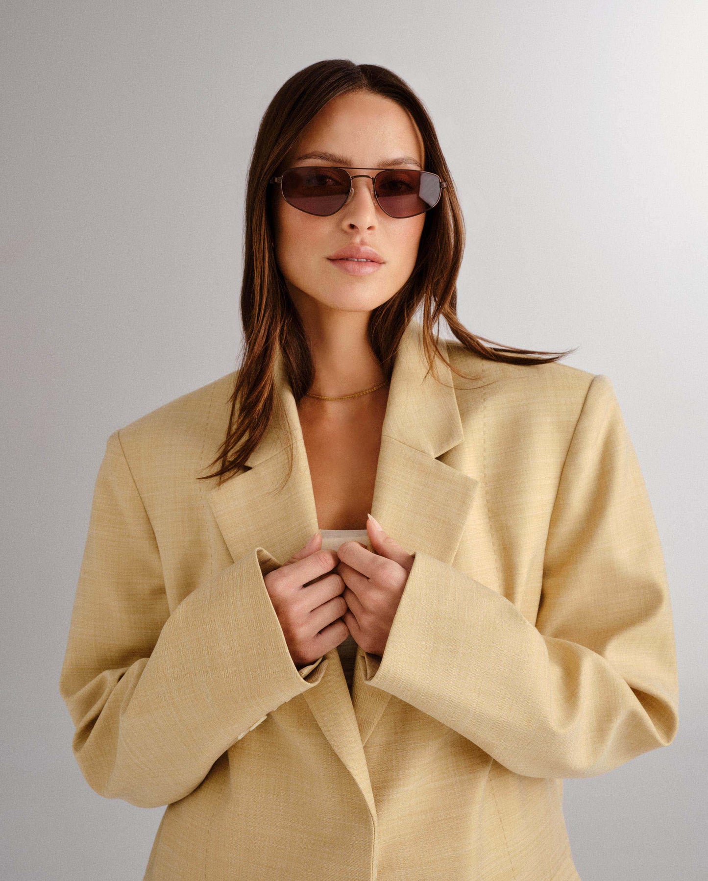 The Harvey Bronze Female Aviator Sunglasses | Luv Lou