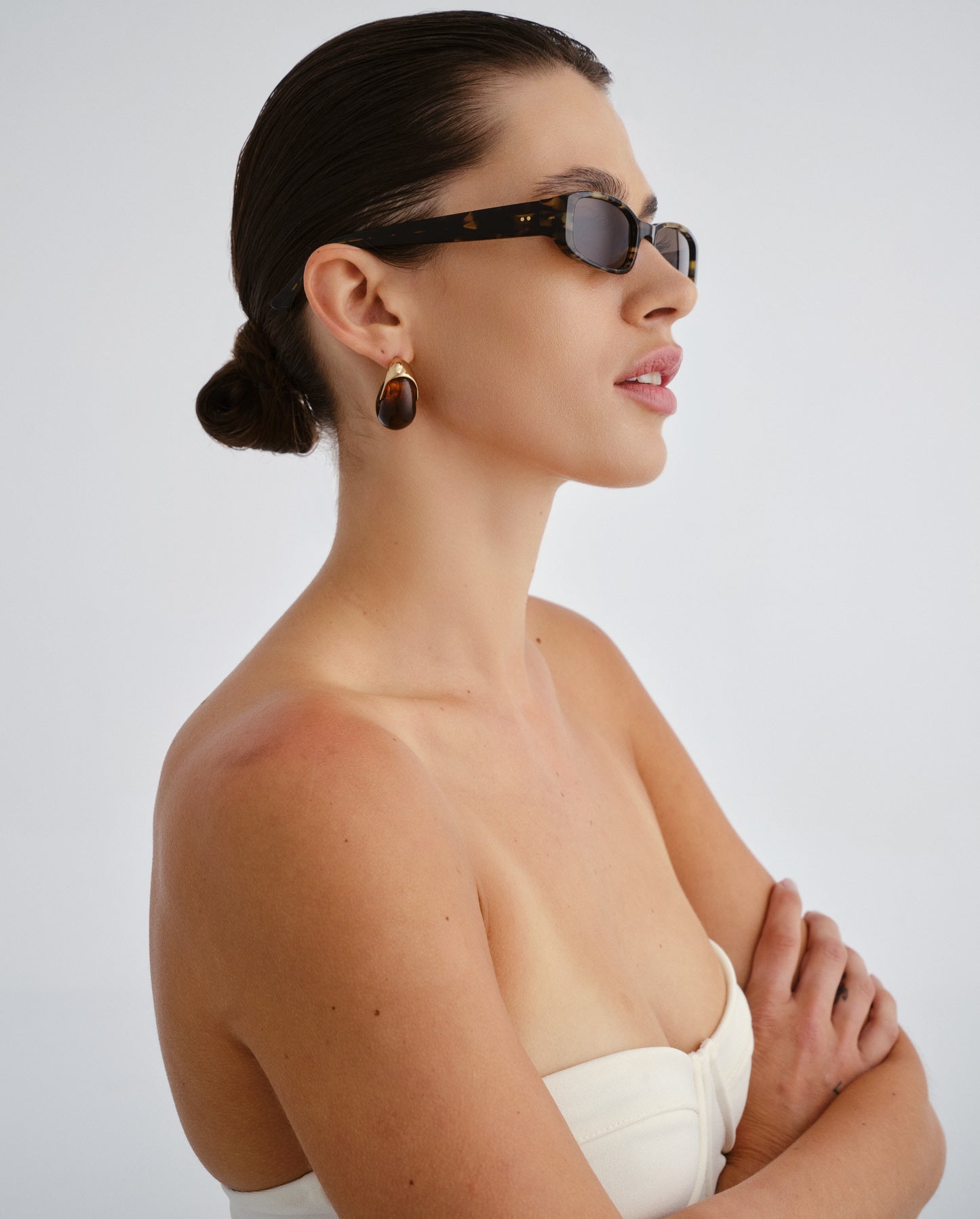 The Indiana Maple Tort Female Rectangle Sunglasses | Luv Lou