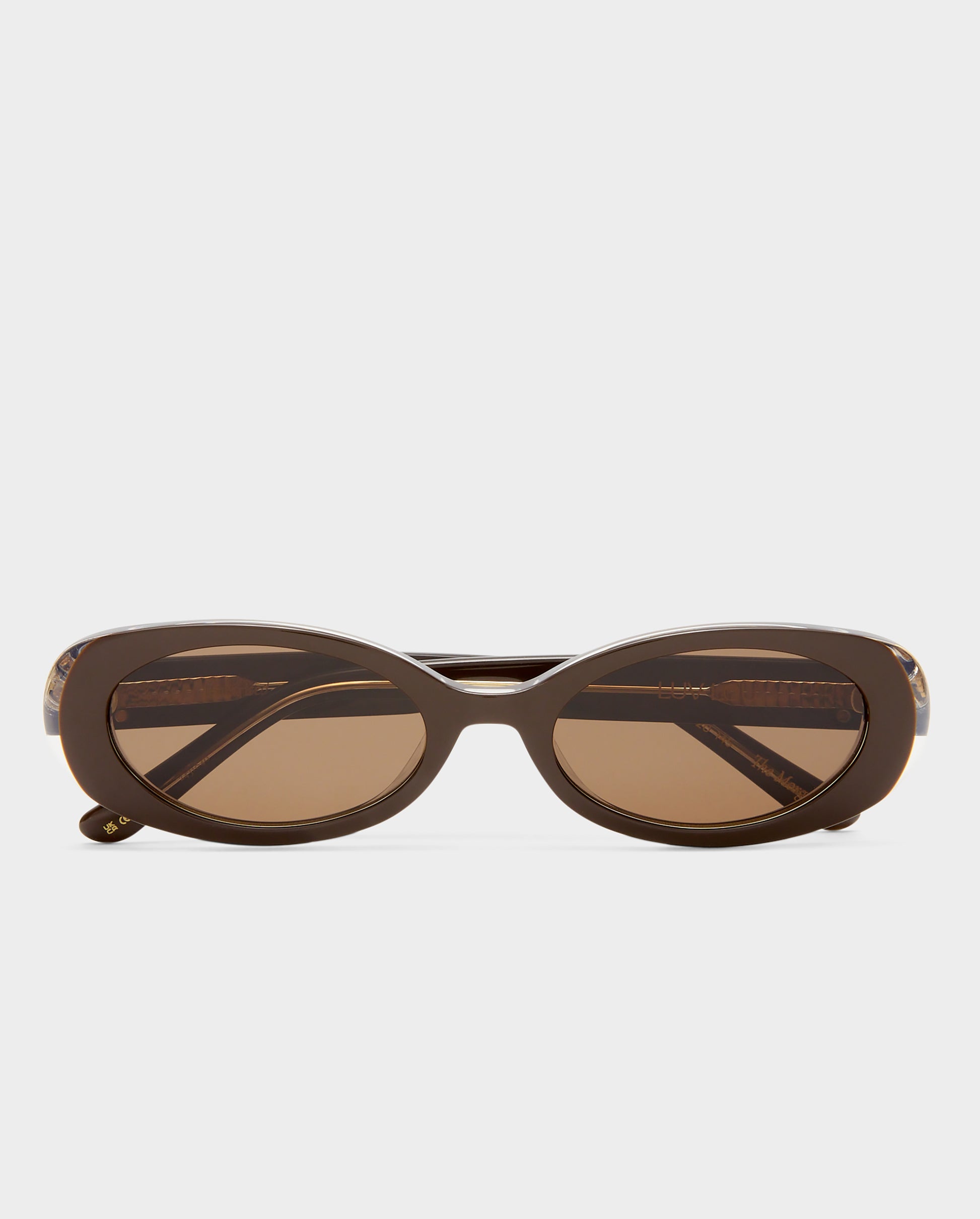 The Morgan Dark Chocolate Female Oval Sunglasses | Luv Lou