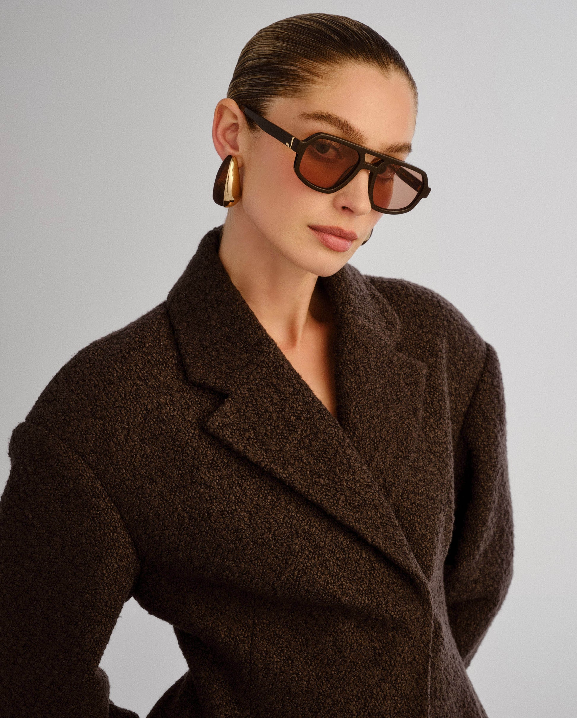 The Banks Dark Chocolate Female Aviator Sunglasses | Luv Lou