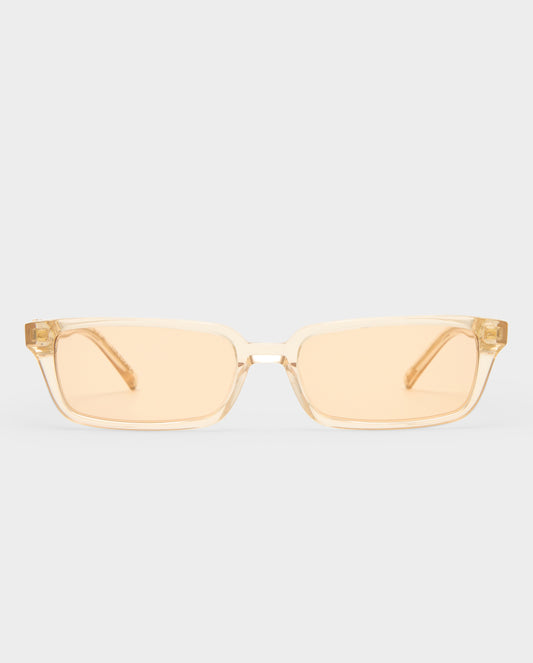The Phoebe Luxe Peach Nude Female Rectangle Sunglasses | Luv Lou
