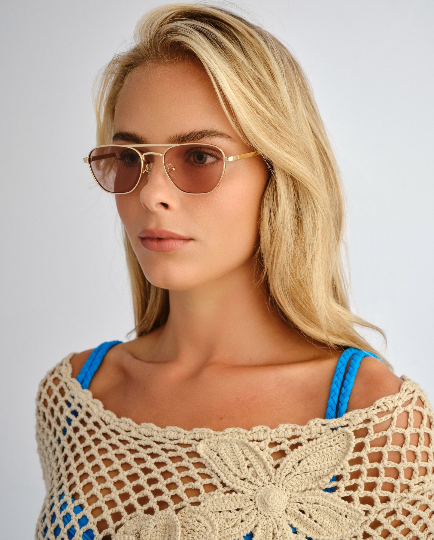 The Chloe Light Gold Female Aviator Sunglasses | Luv Lou