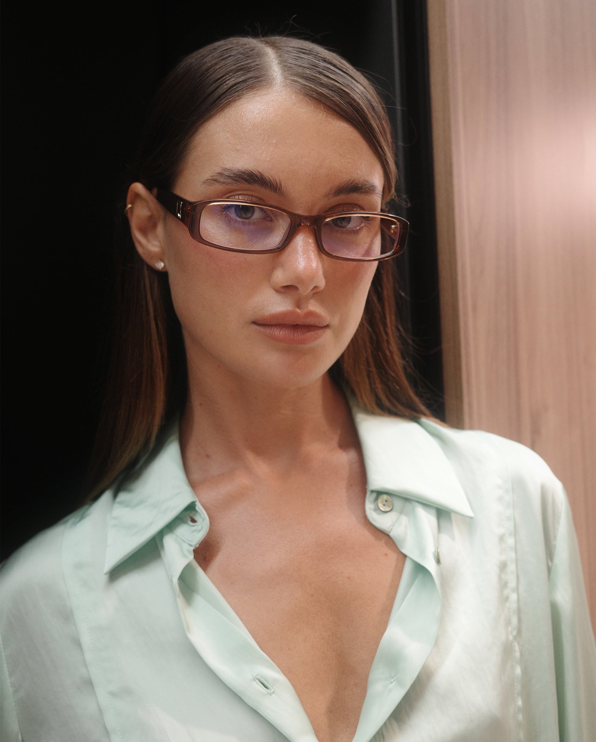 The Eden Crystal Amber Female Rectangle Blue Light | Luv Lou