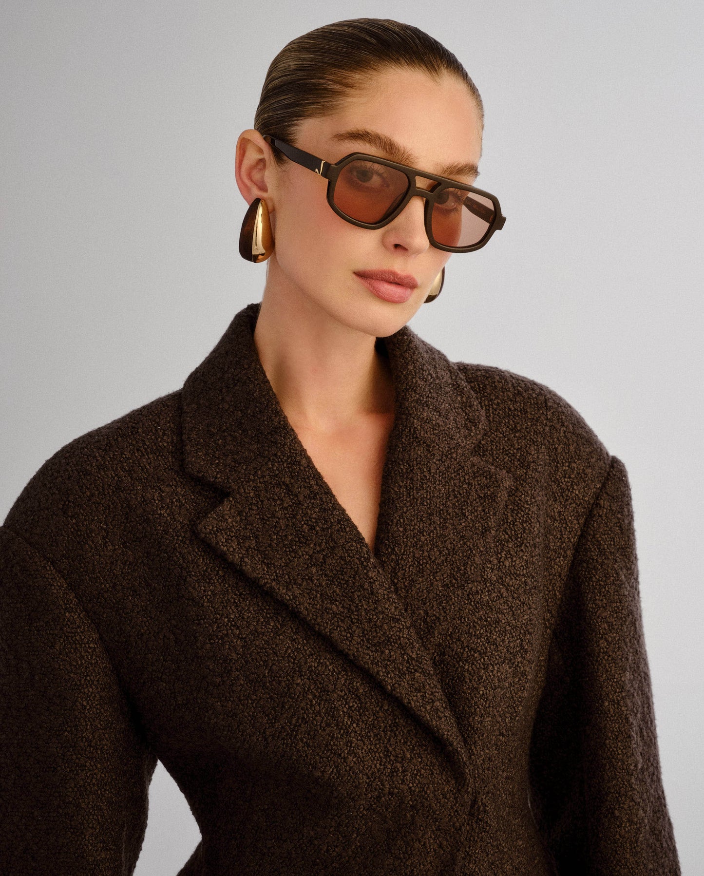 The Banks Dark Chocolate Female Aviator Sunglasses | Luv Lou