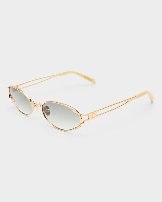 The Paloma Gold Charcoal Female Oval Sunglasses | Luv Lou