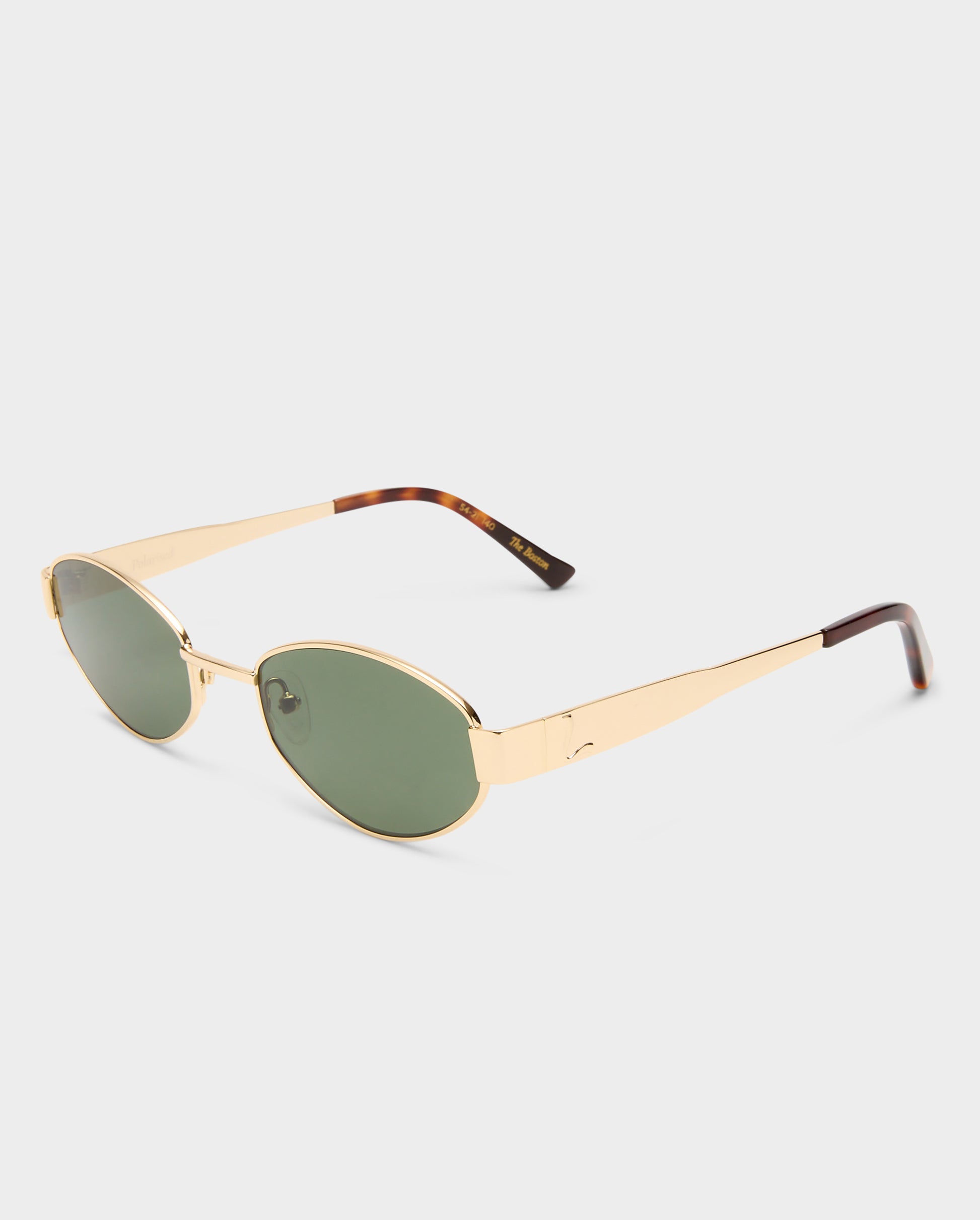 The Boston Shiny Gold Female Oval Sunglasses | Luv Lou