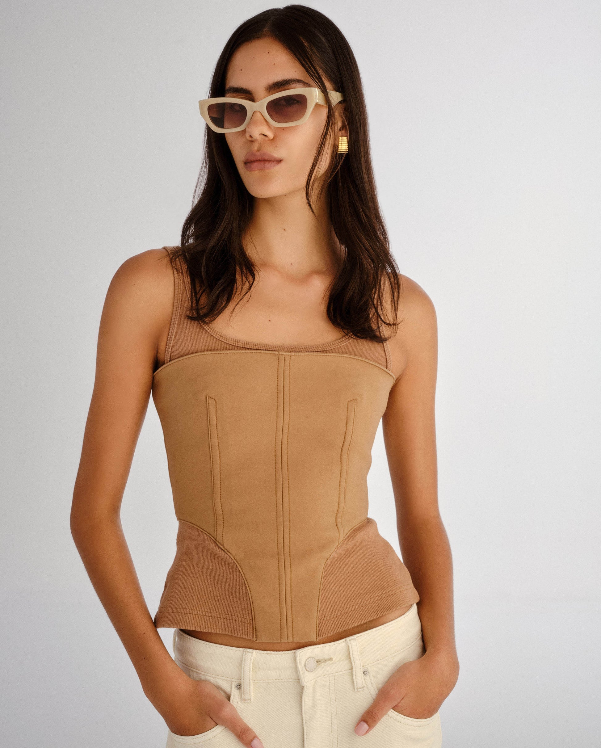 The Sutton Nude Haze Female Cat-Eye Sunglasses | Luv Lou