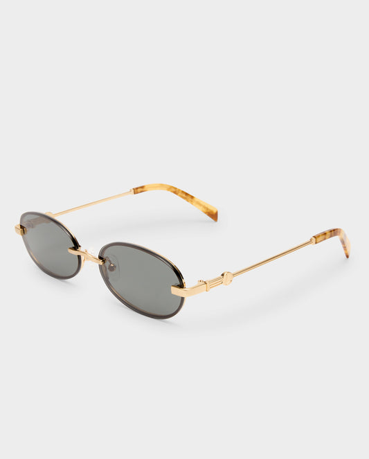 The Jean Brushed Gold Female Oval Sunglasses | Luv Lou