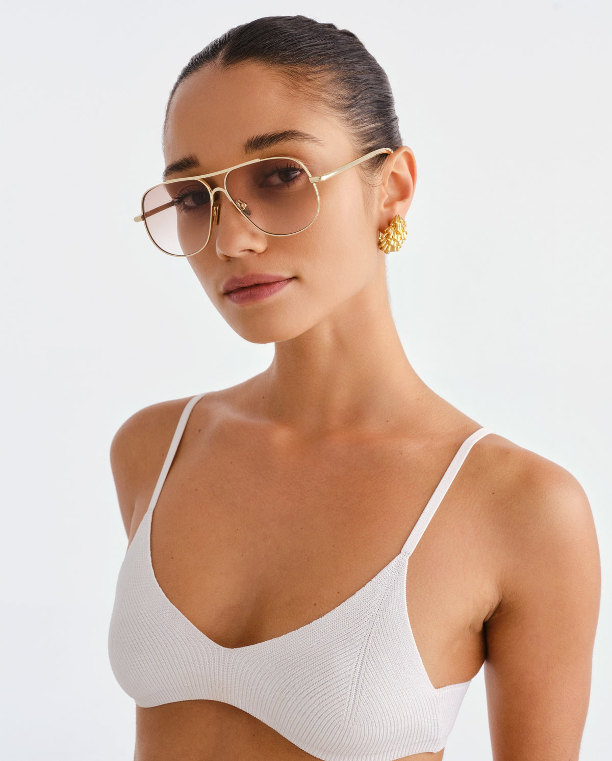 The Carter Light Gold Female Aviator Sunglasses | Luv Lou