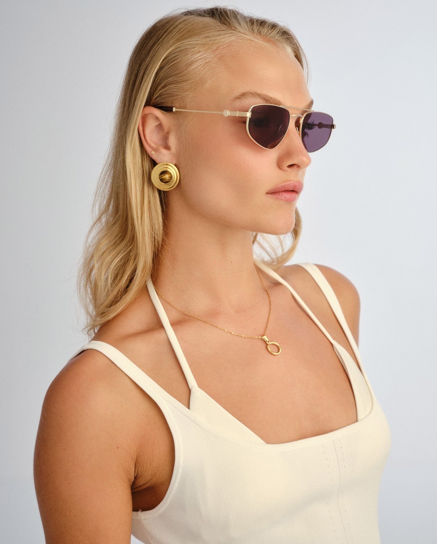 The Harvey Gold Female Aviator Sunglasses | Luv Lou