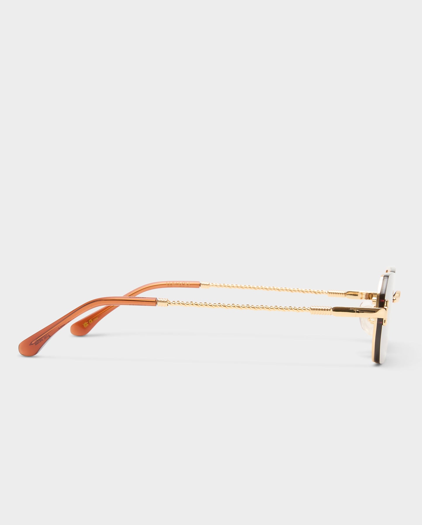 The Mila Gold Chocolate Female Rectangle Sunglasses | Luv Lou