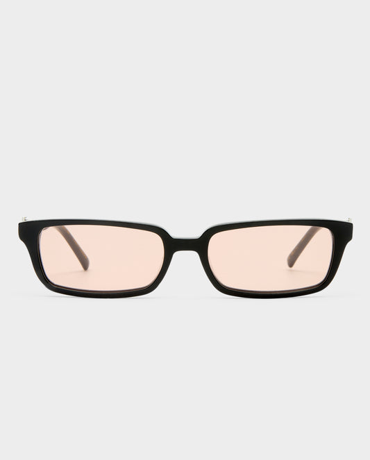 The Phoebe Luxe Black Female Rectangle Sunglasses | Luv Lou