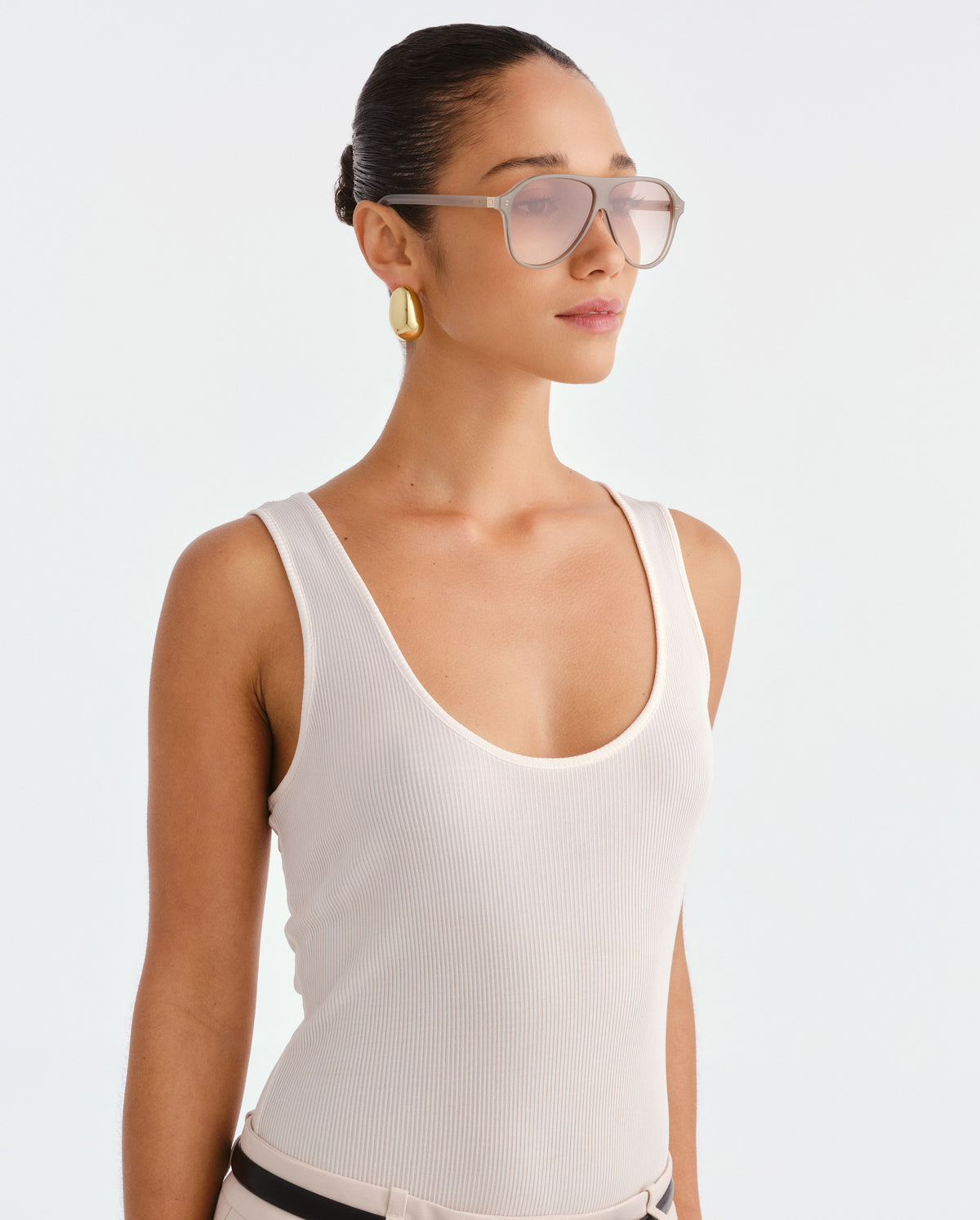 The Eve Milky Eucalyptus Female Aviator Sunglasses | Luv Lou