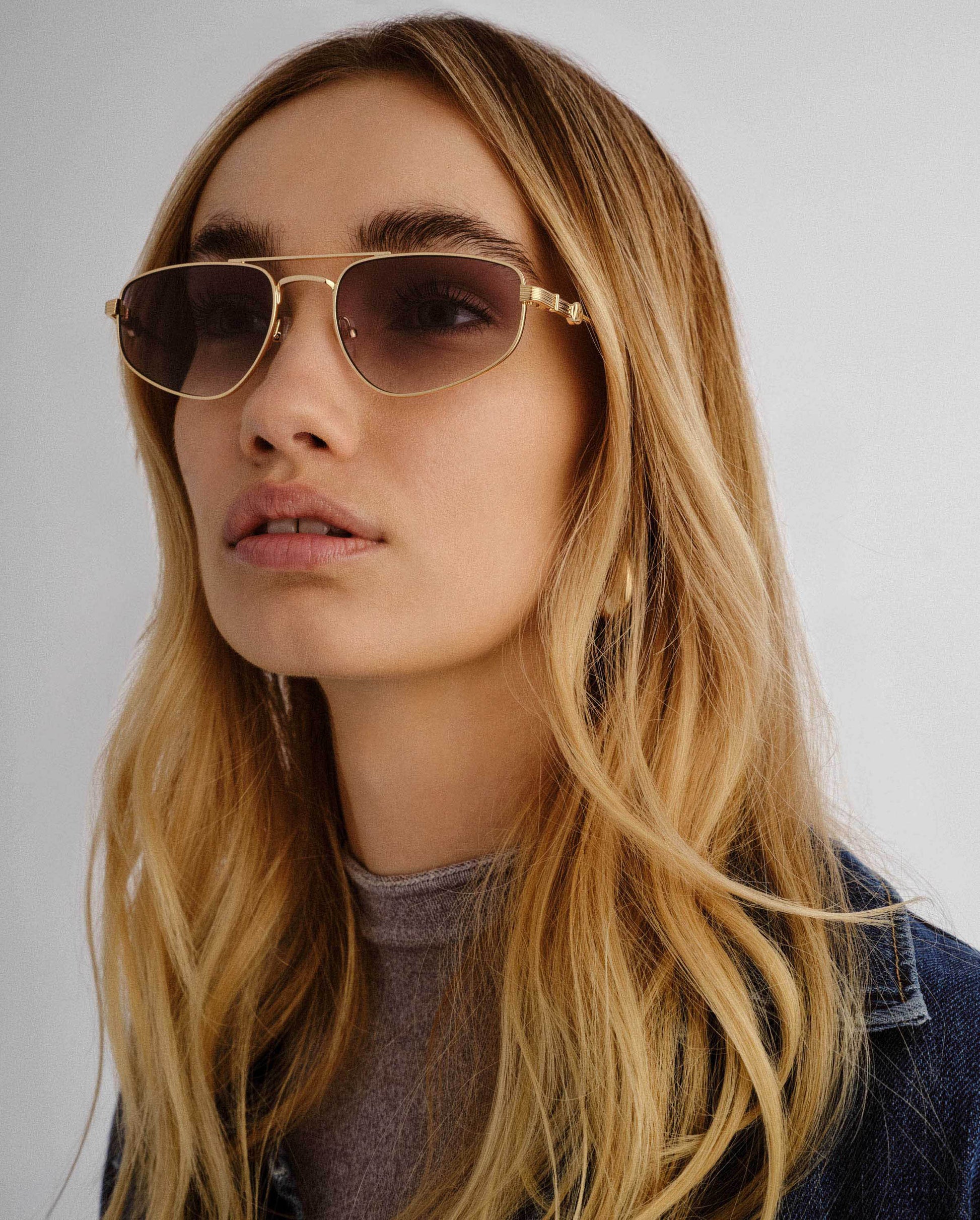 The Harvey Gold Smoke Female Aviator Sunglasses | Luv Lou