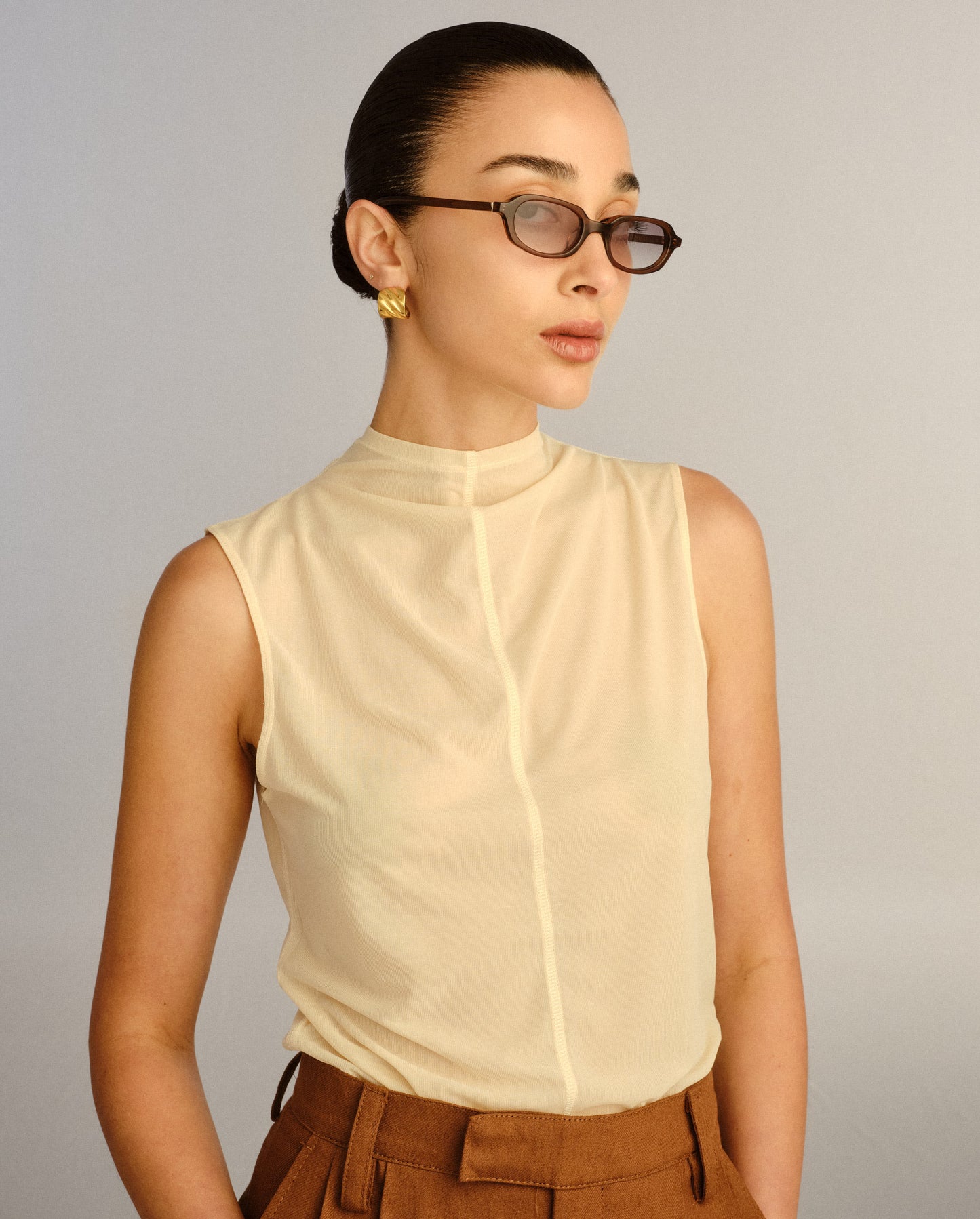 The Mimi Crystal Amber Female Rectangle Sunglasses | Luv Lou