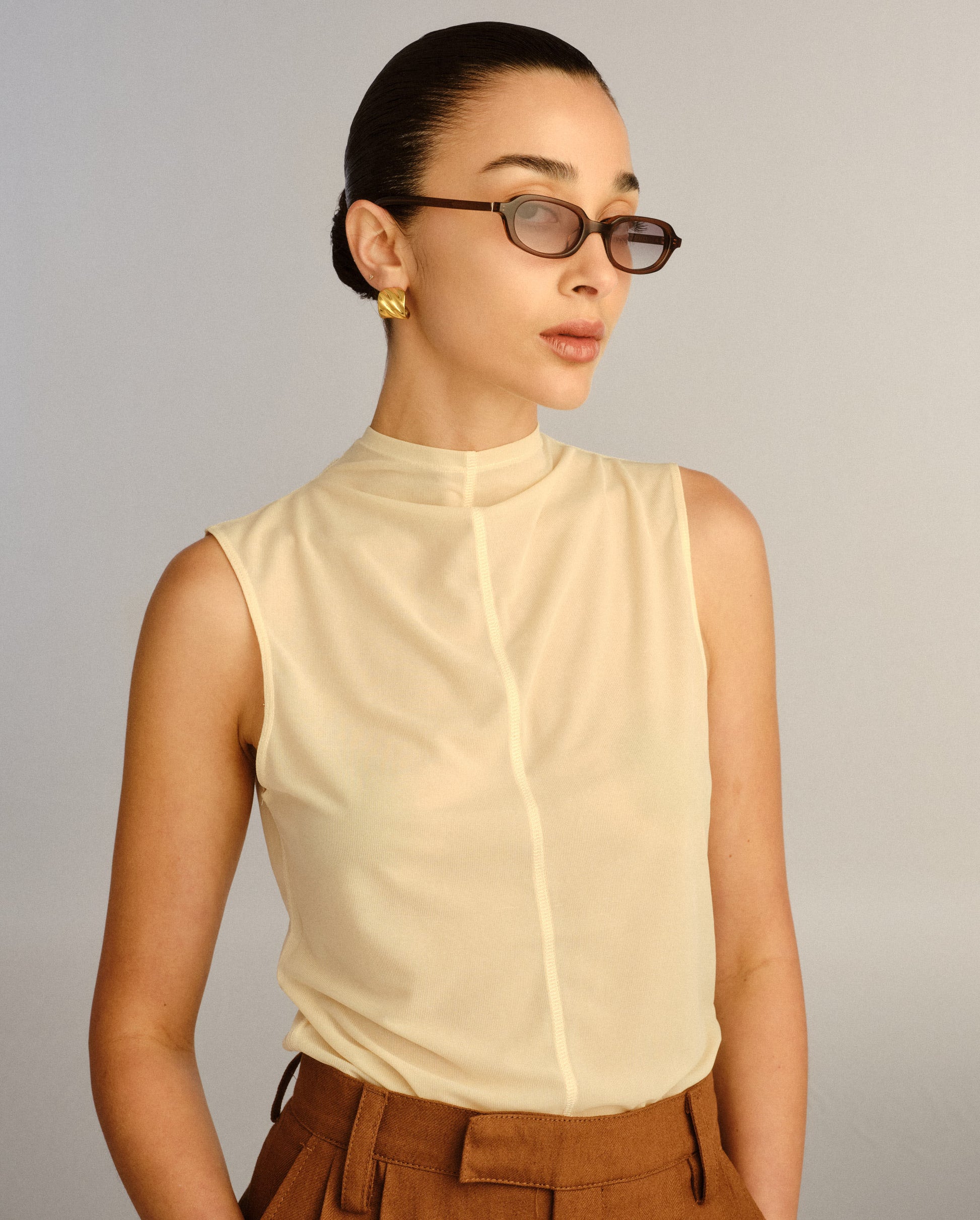 The Mimi Crystal Amber Female Rectangle Sunglasses | Luv Lou