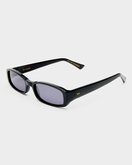 The Indiana Black Female Rectangle Sunglasses | Luv Lou
