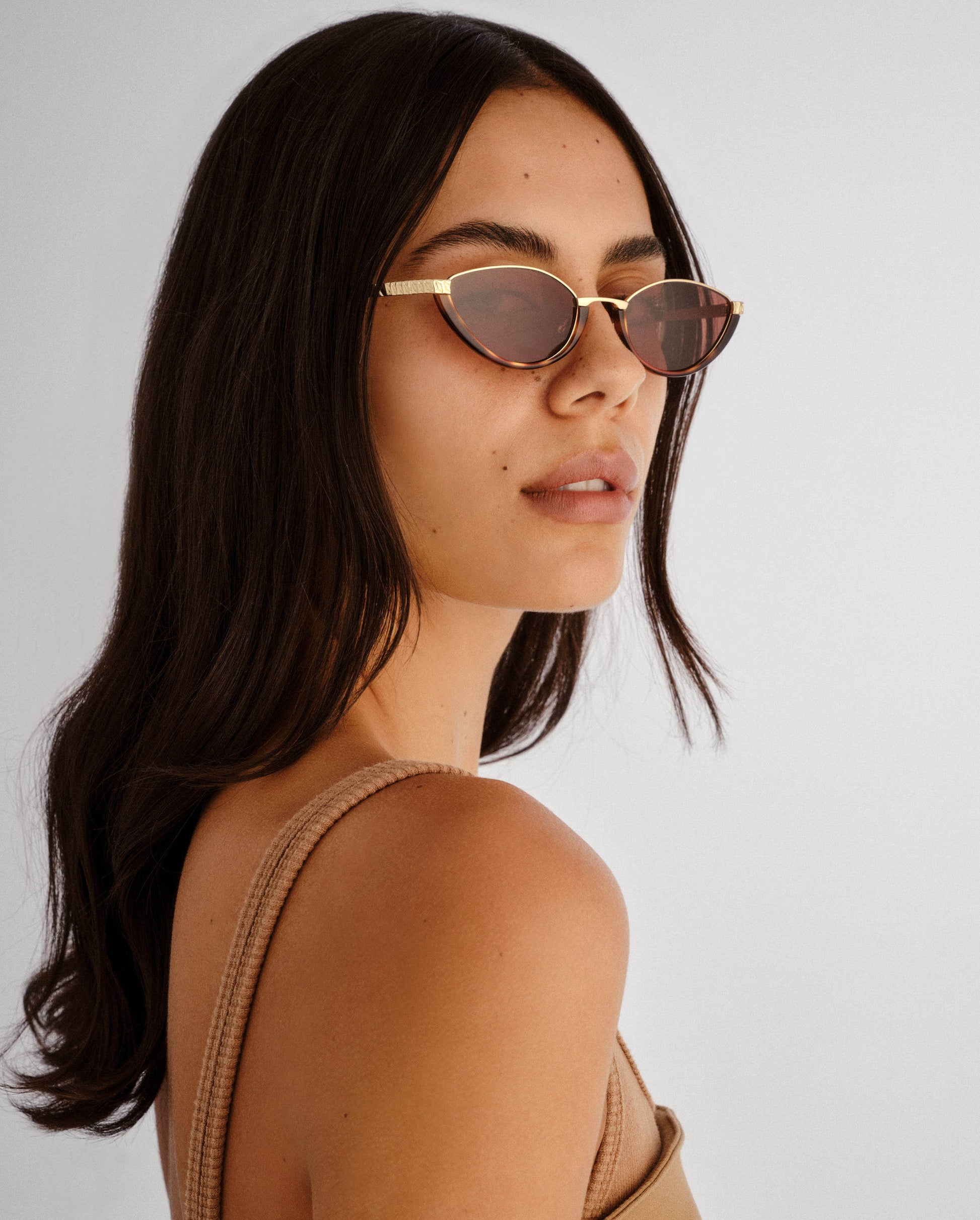 The Lia Gold Female Cat-Eye Sunglasses | Luv Lou