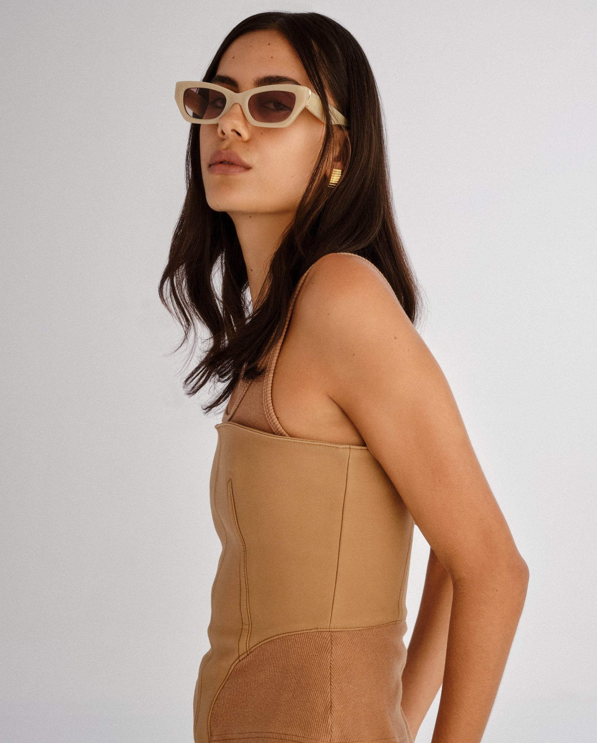 The Sutton Nude Haze Female Cat-Eye Sunglasses | Luv Lou