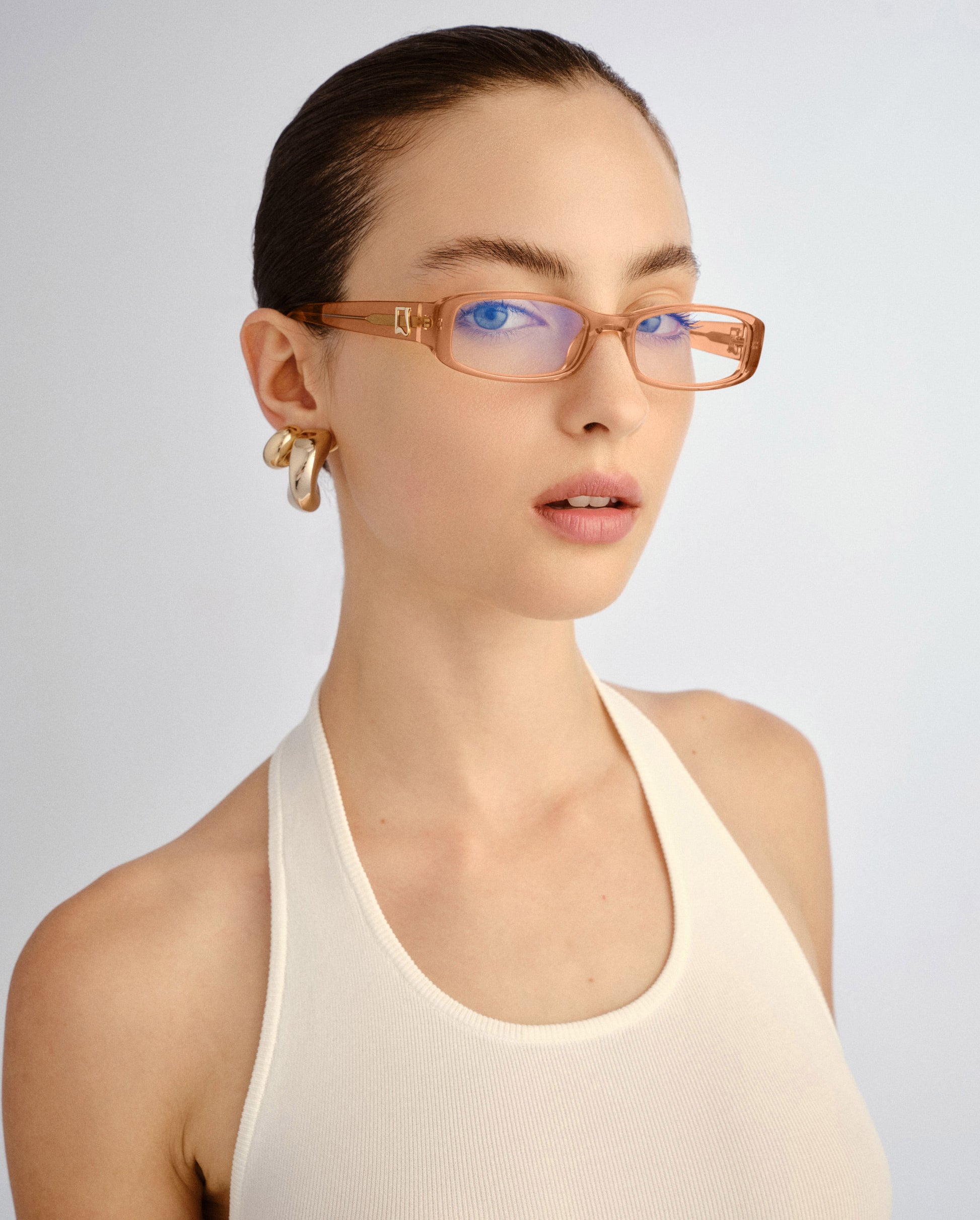 The Eden Crystal Amber Female Rectangle Blue Light | Luv Lou