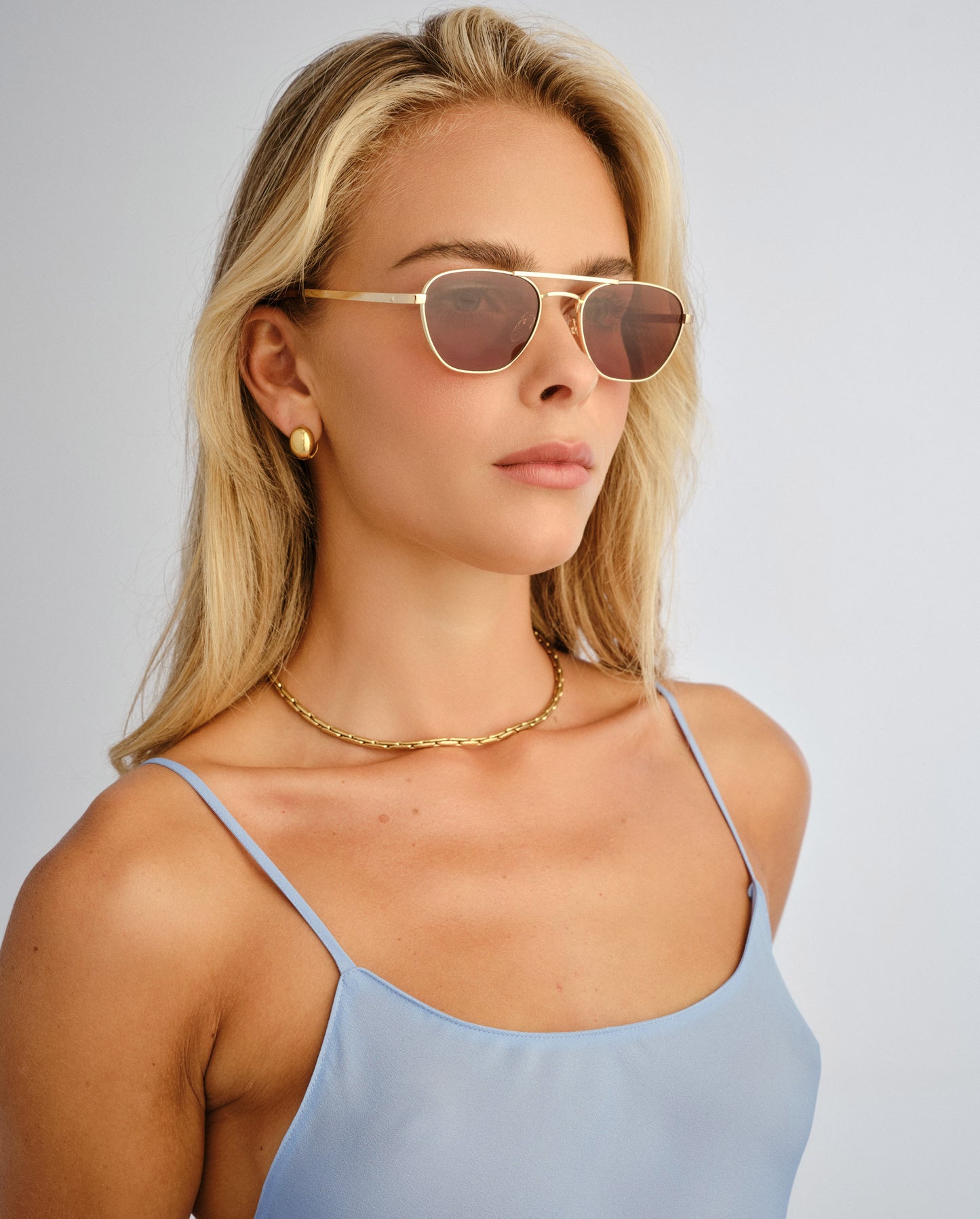 The Chloe Gold Female Aviator Sunglasses | Luv Lou
