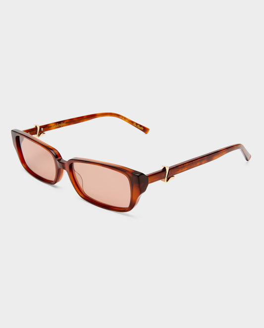 The Phoebe Honey Tort Female Rectangle Sunglasses | Luv Lou