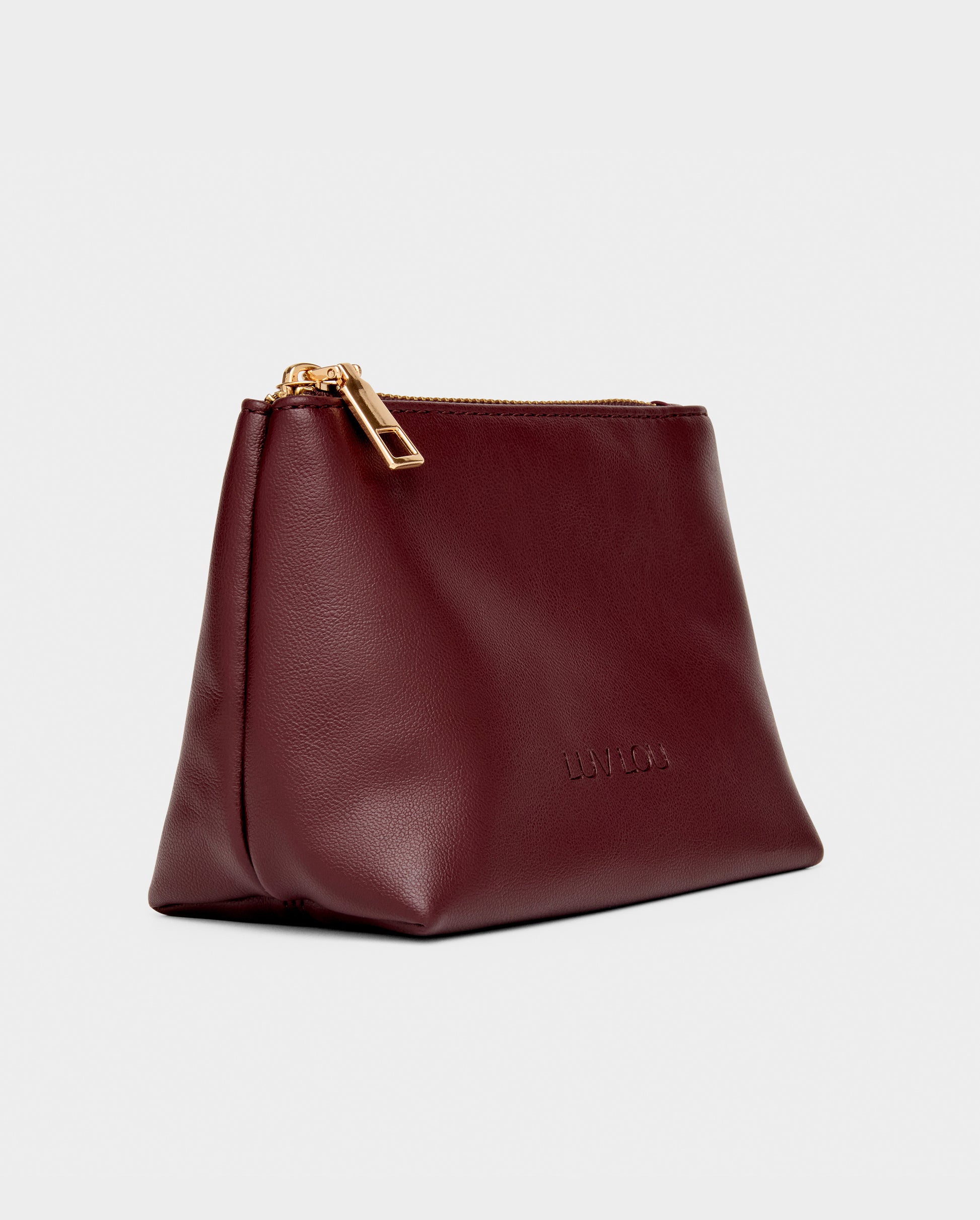 The Evie Small Beauty Bag Bordeaux Vegan Leather Female Accounts Use Only Accessories | Luv Lou