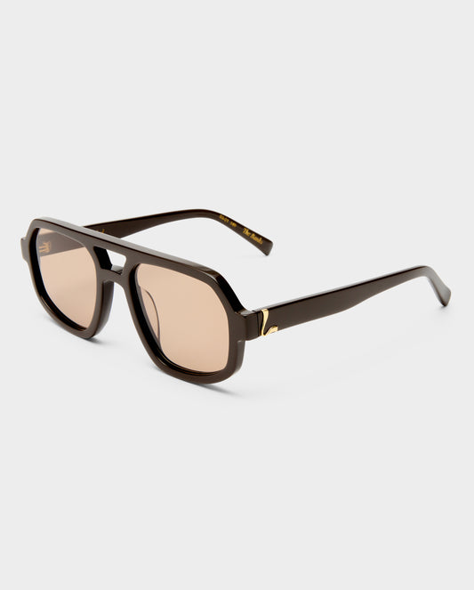 The Banks Dark Chocolate Female Aviator Sunglasses | Luv Lou