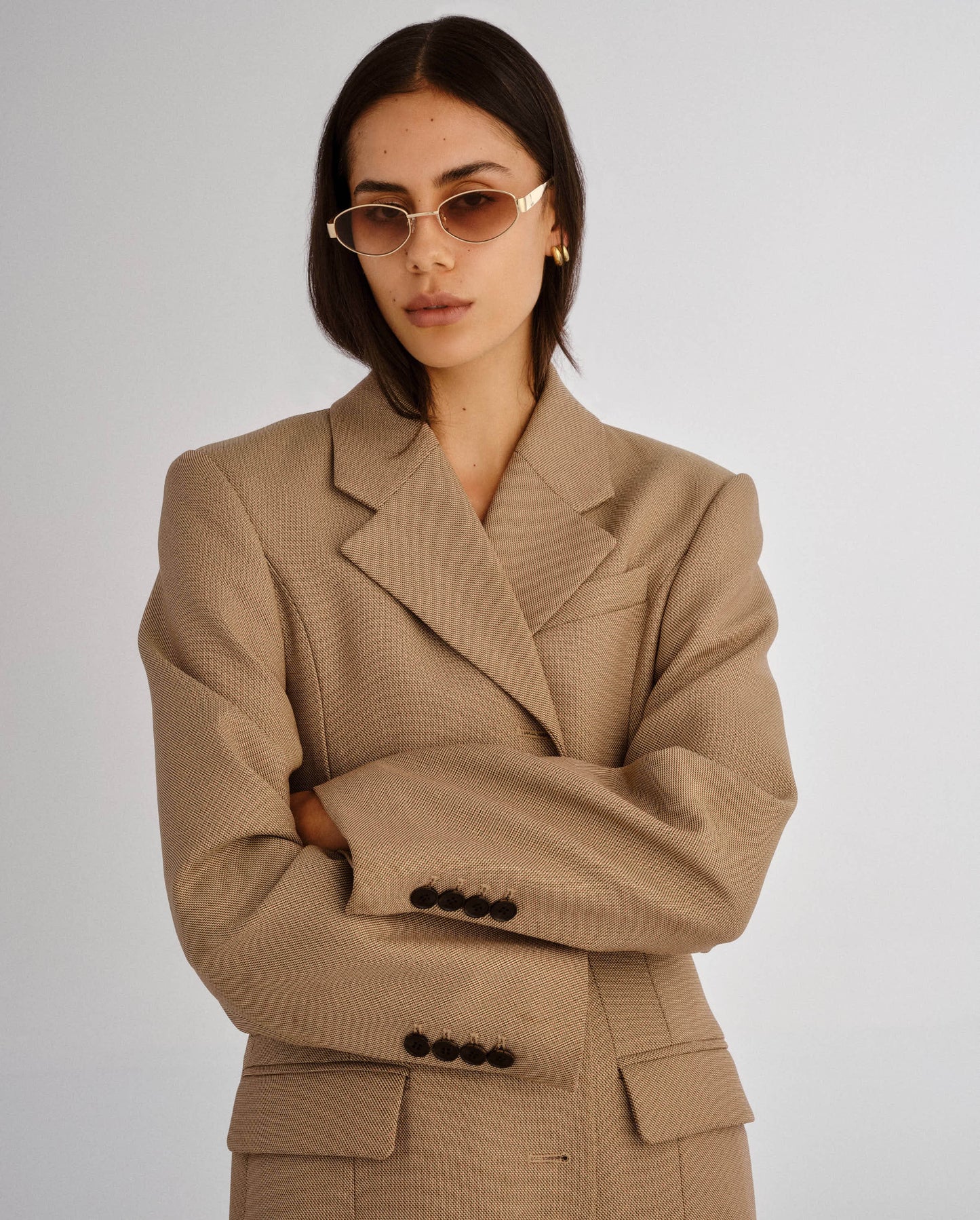 The Boston Tan Female Oval Sunglasses | Luv Lou
