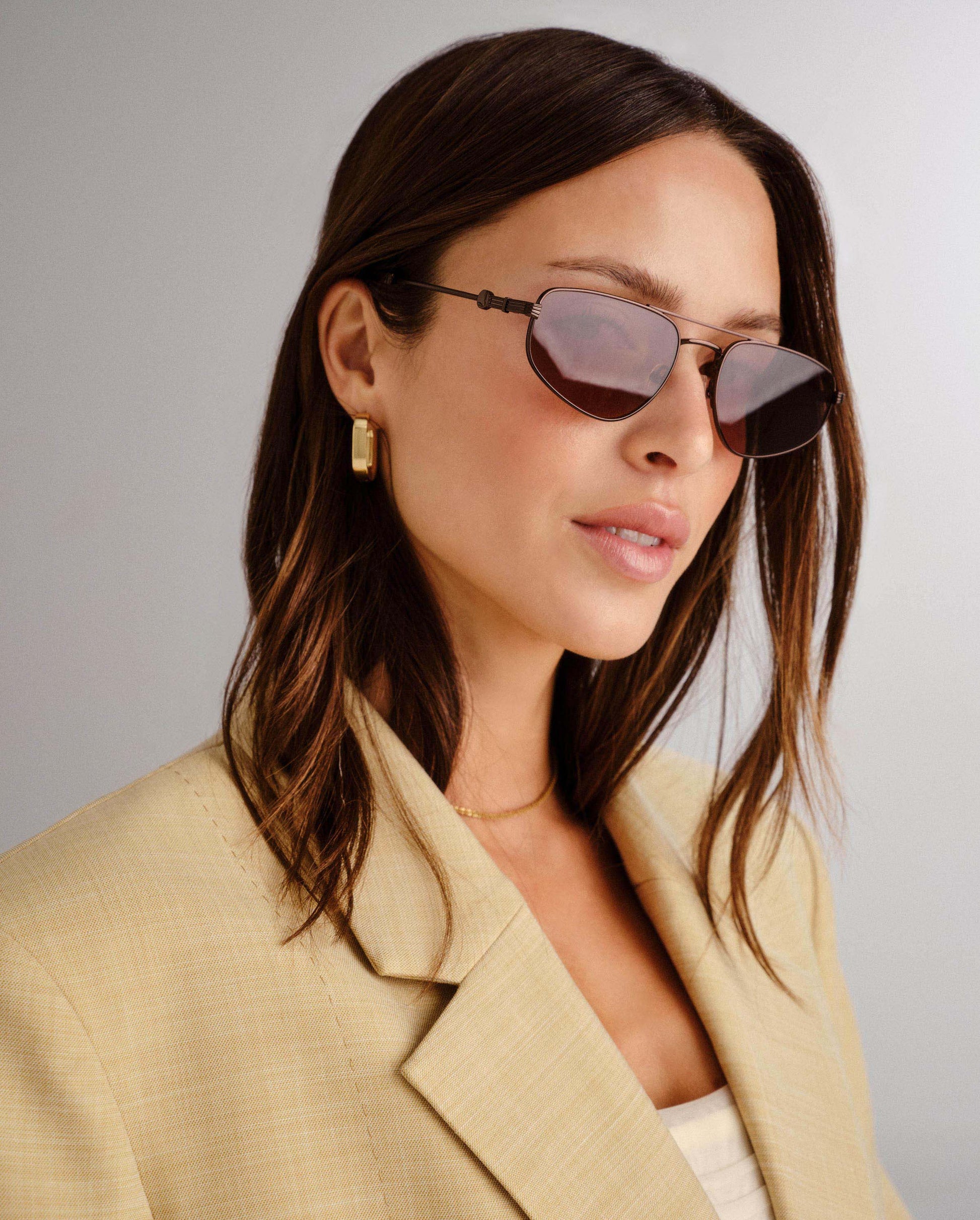 The Harvey Bronze Female Aviator Sunglasses | Luv Lou