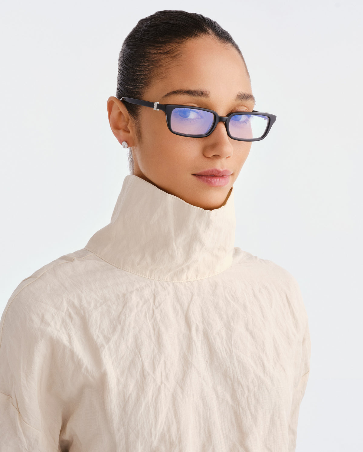 The Phoebe Luxe Black Female Rectangle Blue Light | Luv Lou