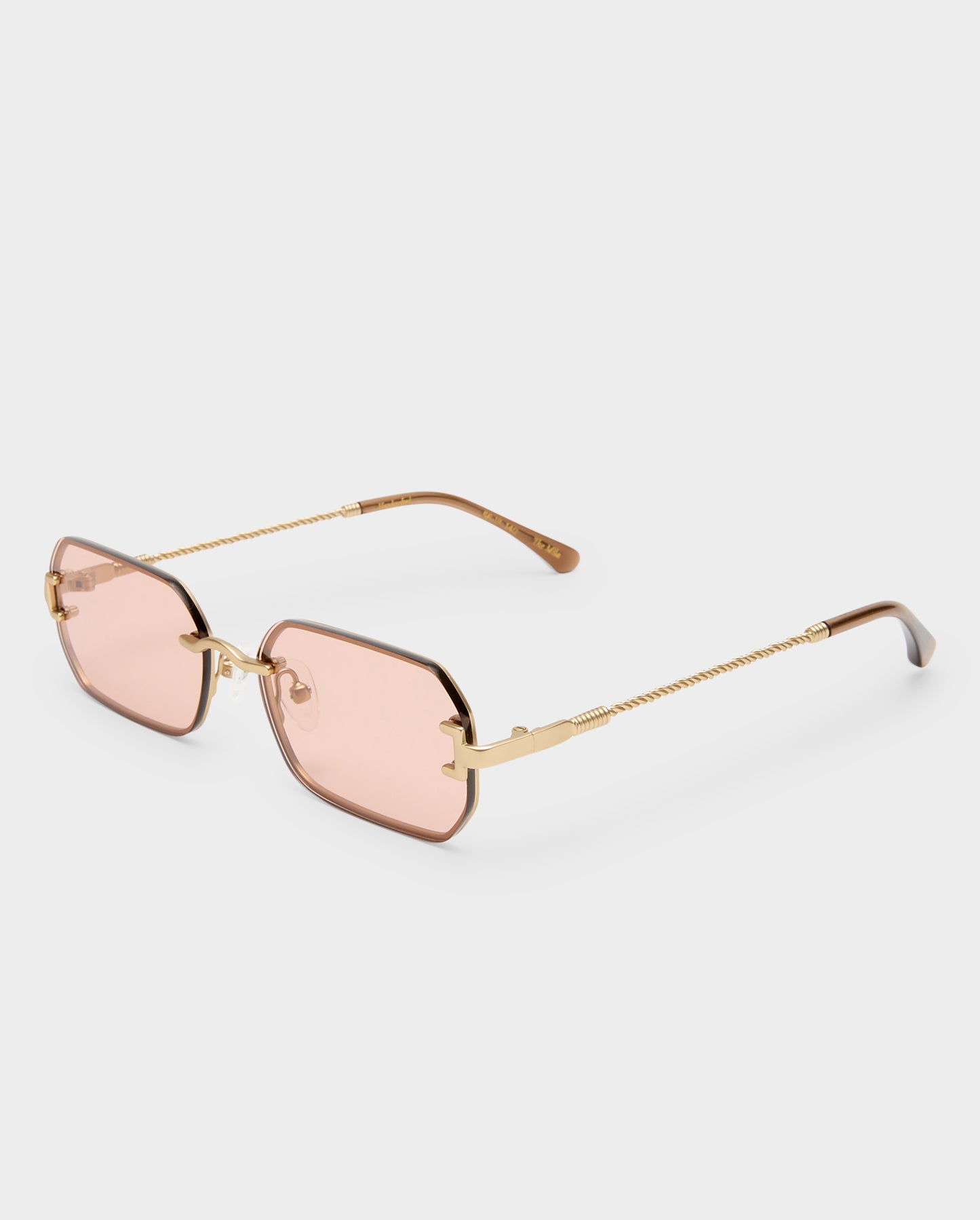 The Mila Brushed Gold Rose Female Rectangle Sunglasses | Luv Lou