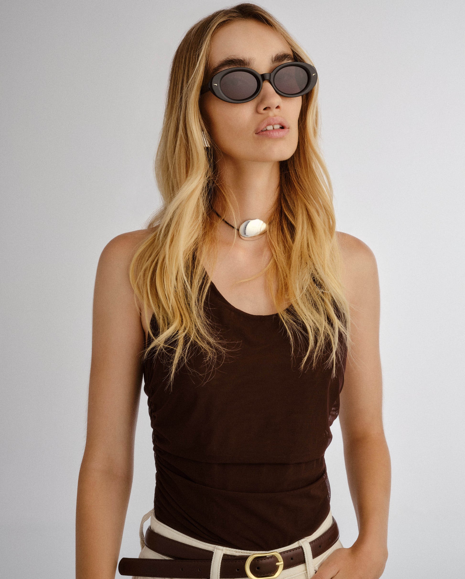 The Audrey Black Female Oval Sunglasses | Luv Lou