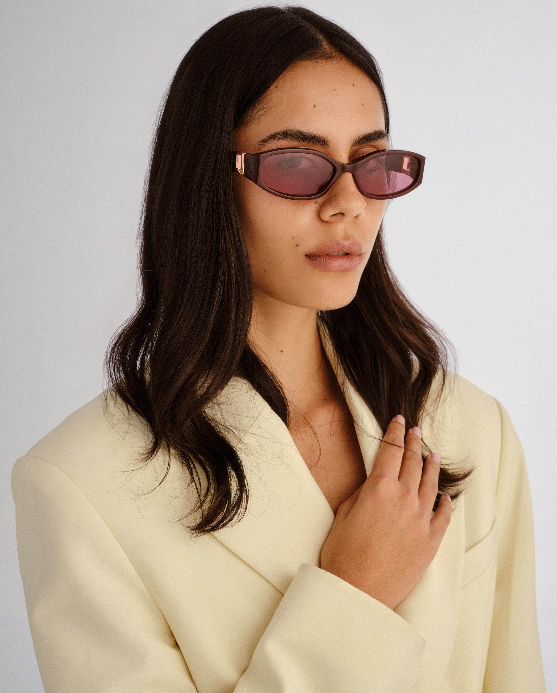 The Lottie Cherry Female Rectangle Sunglasses | Luv Lou